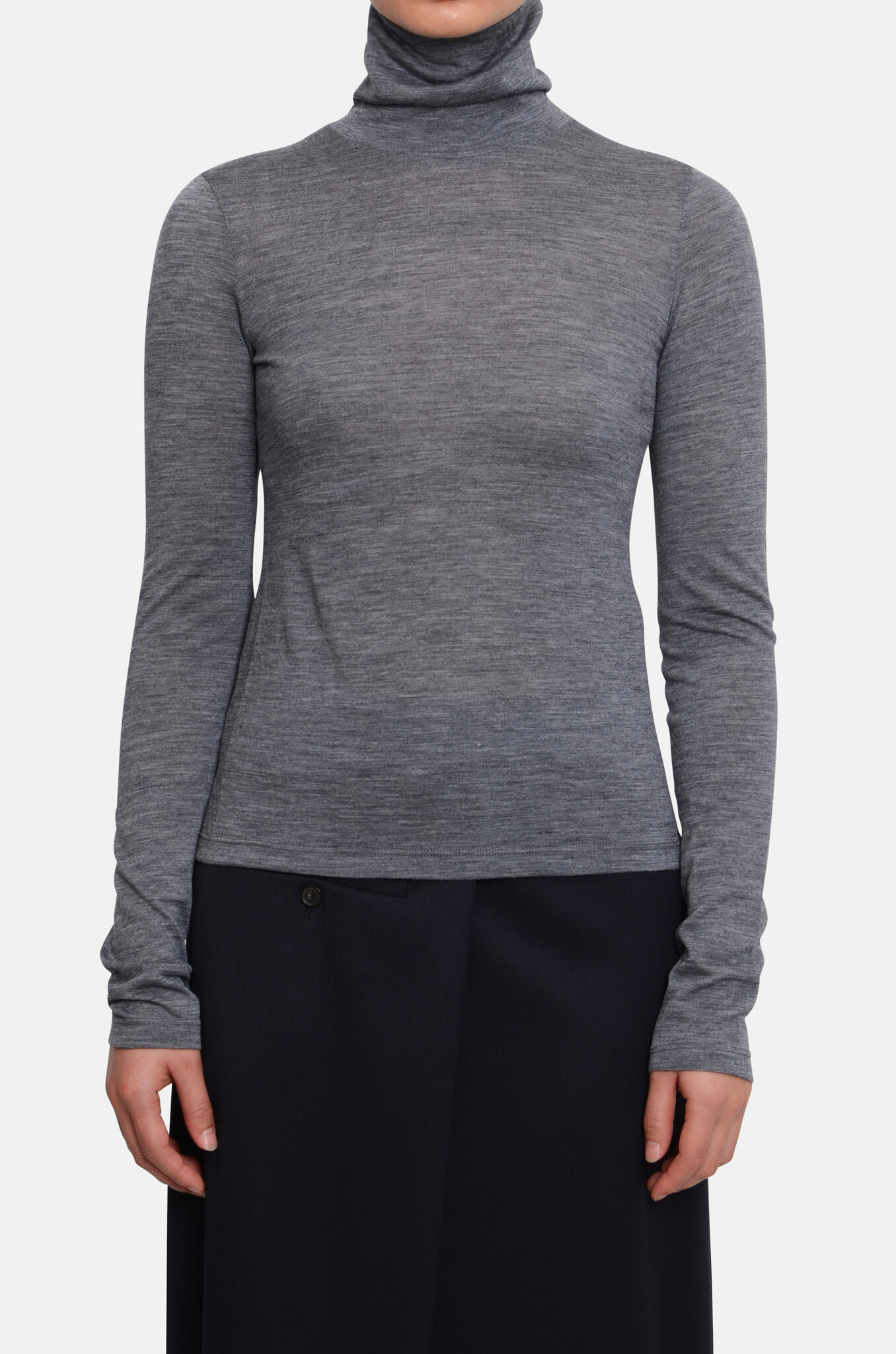 Wool Turtleneck in Dark Grey-1