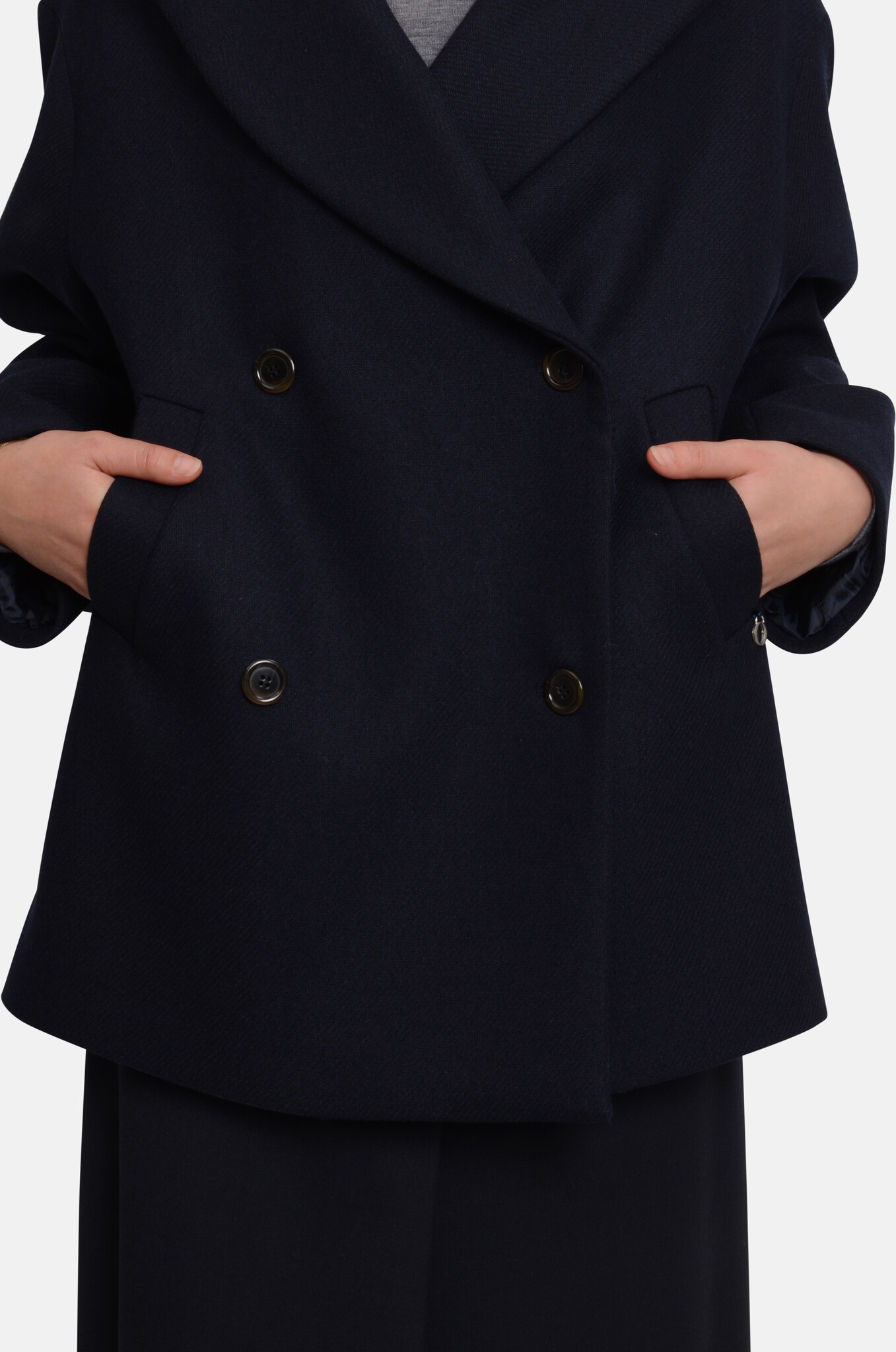 Double-Breasted Pea Coat in Night-5