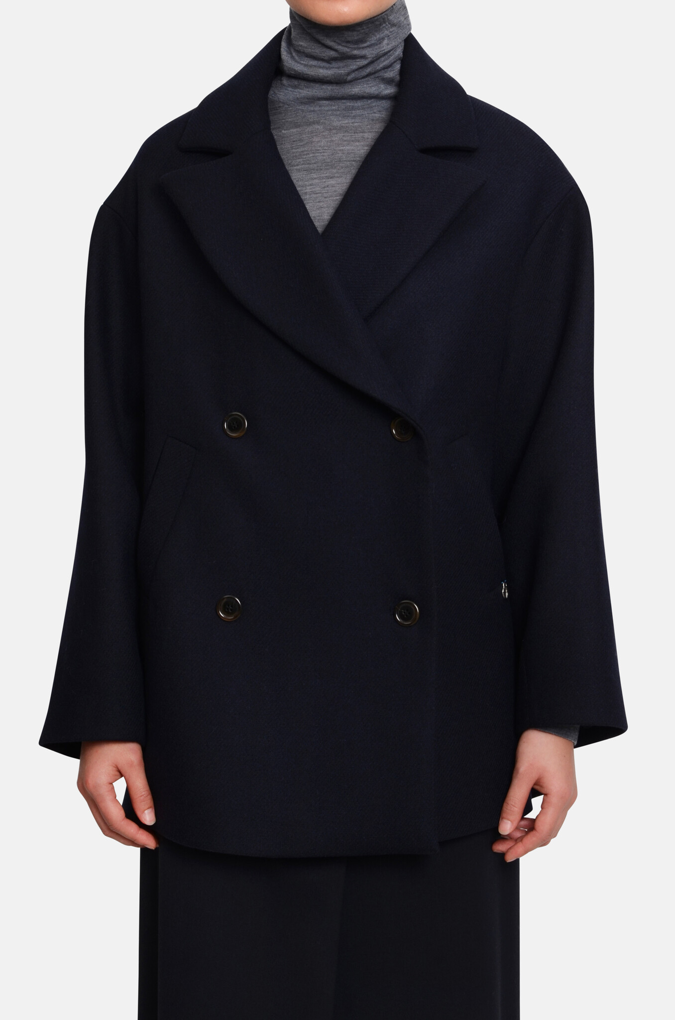 Double-Breasted Pea Coat in Night-1