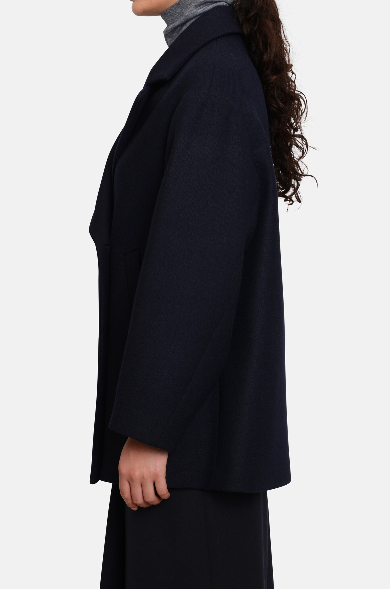 Double-Breasted Pea Coat in Night-3