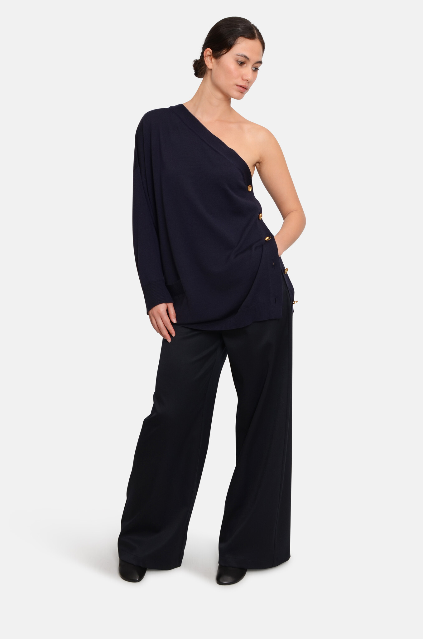 Assymetric Sweater in Navy-2