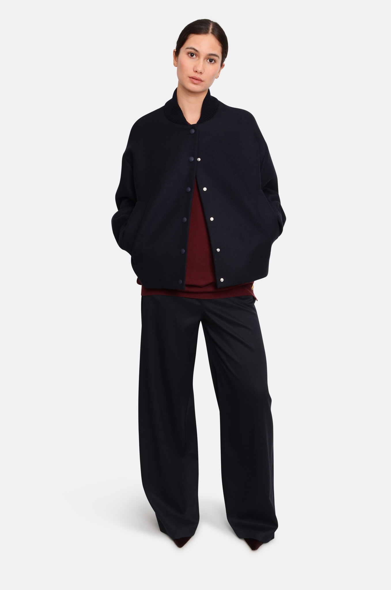 Diana Bomber Jacket in Navy Blue-2
