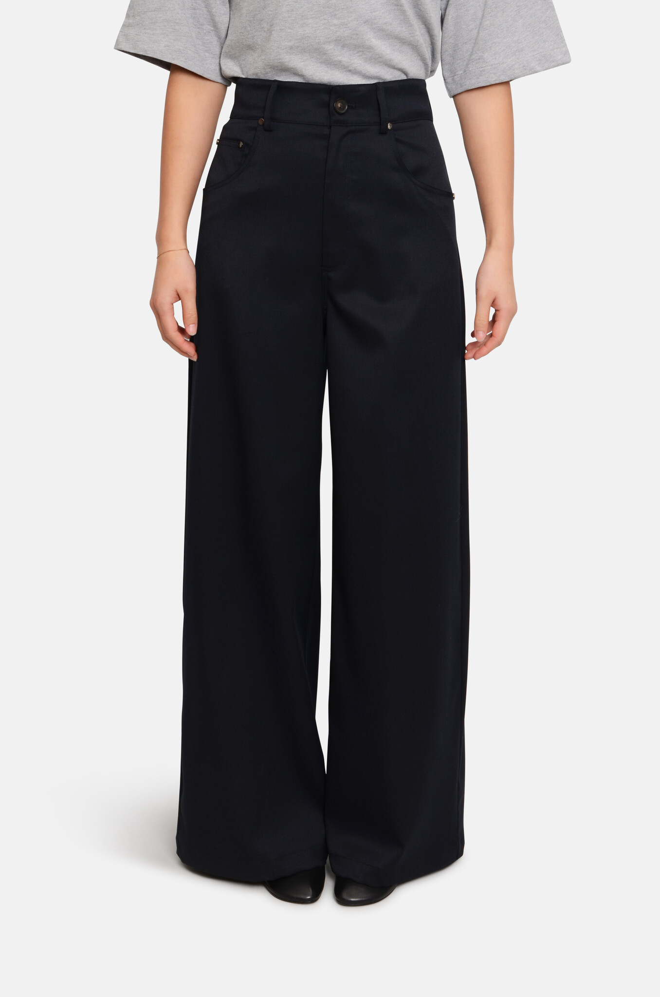Wide Palazzo Trousers in Night Blue-1