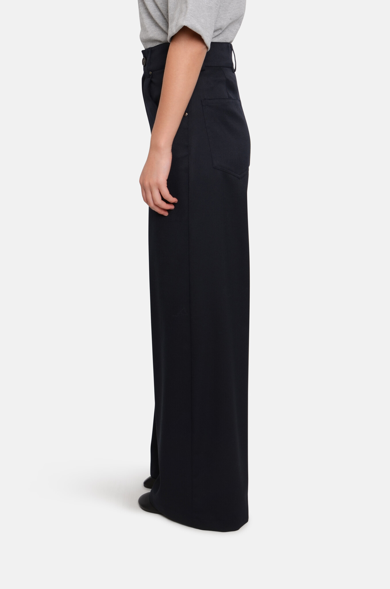 Wide Palazzo Trousers in Night Blue-3