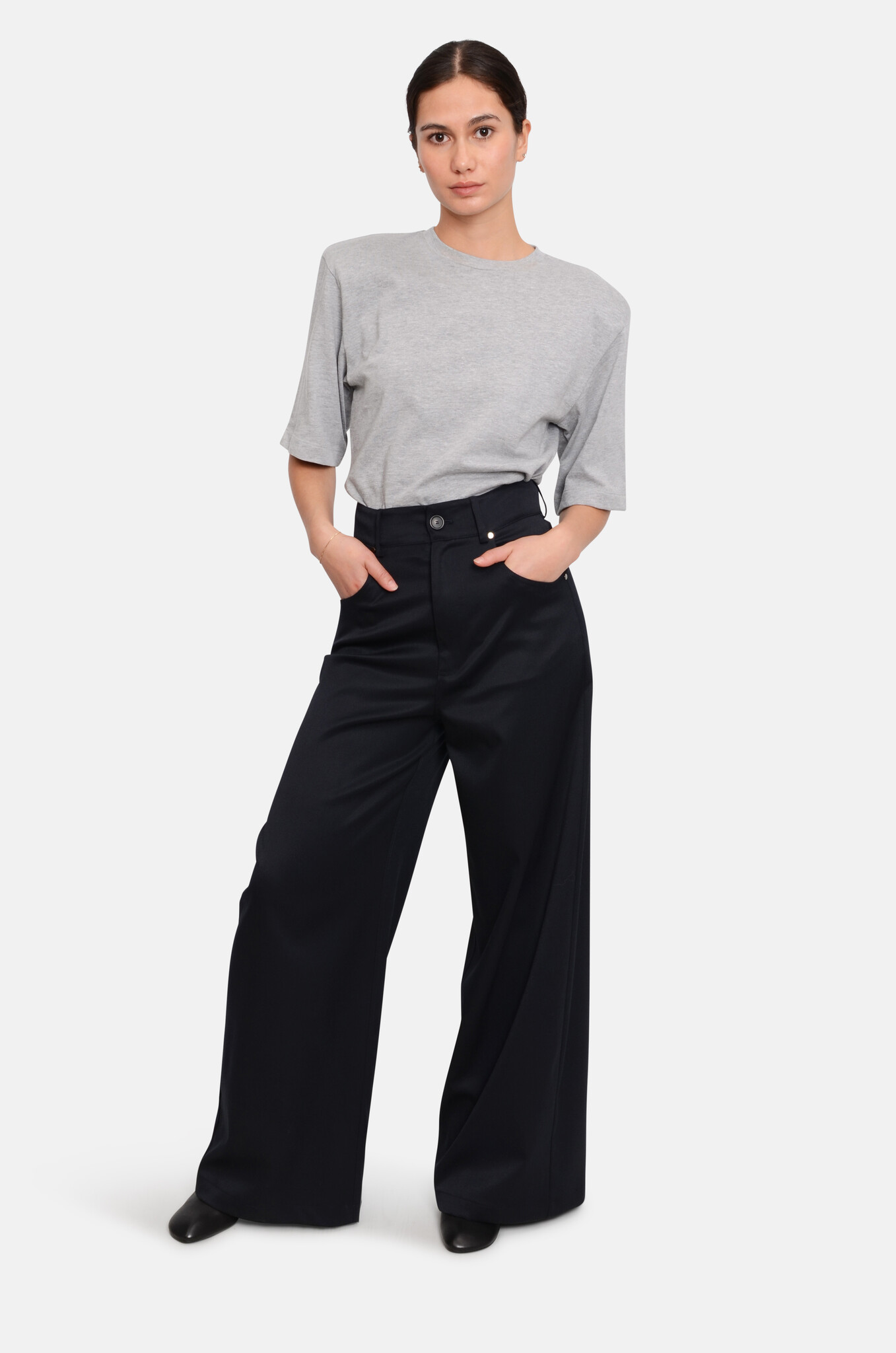 Wide Palazzo Trousers in Night Blue-2