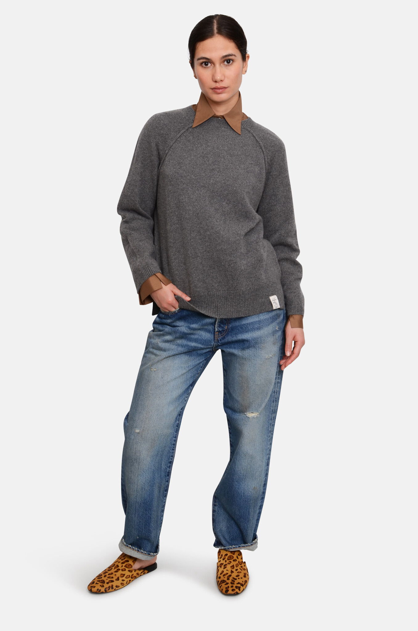 Cashmere-Wool Sweater in Grey Melange-2