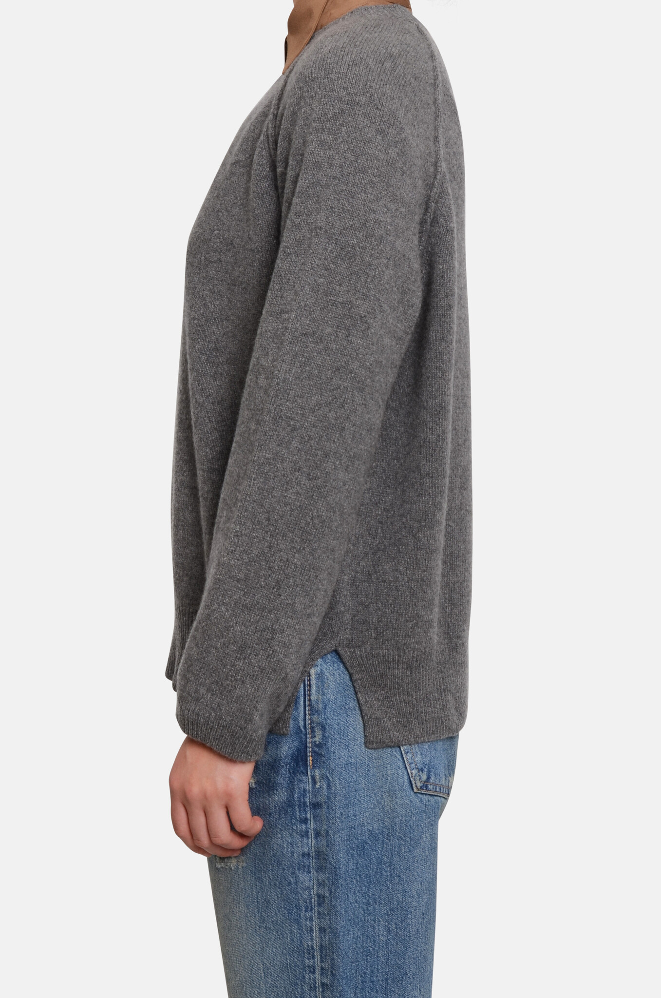 Cashmere-Wool Sweater in Grey Melange-3