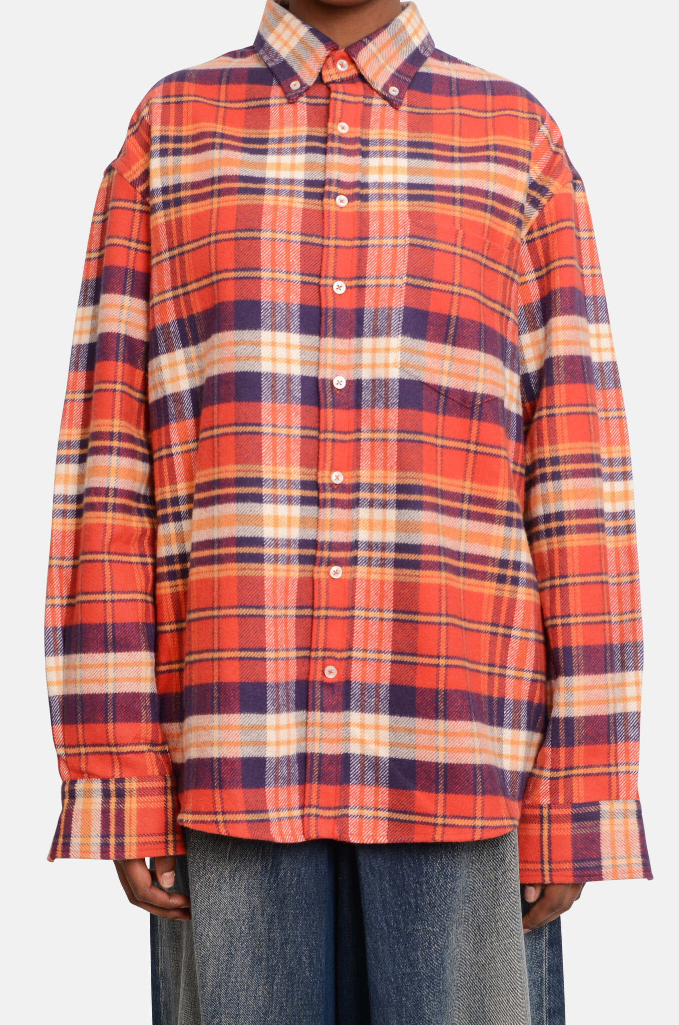 Check Flannel Shirt in Orange-1