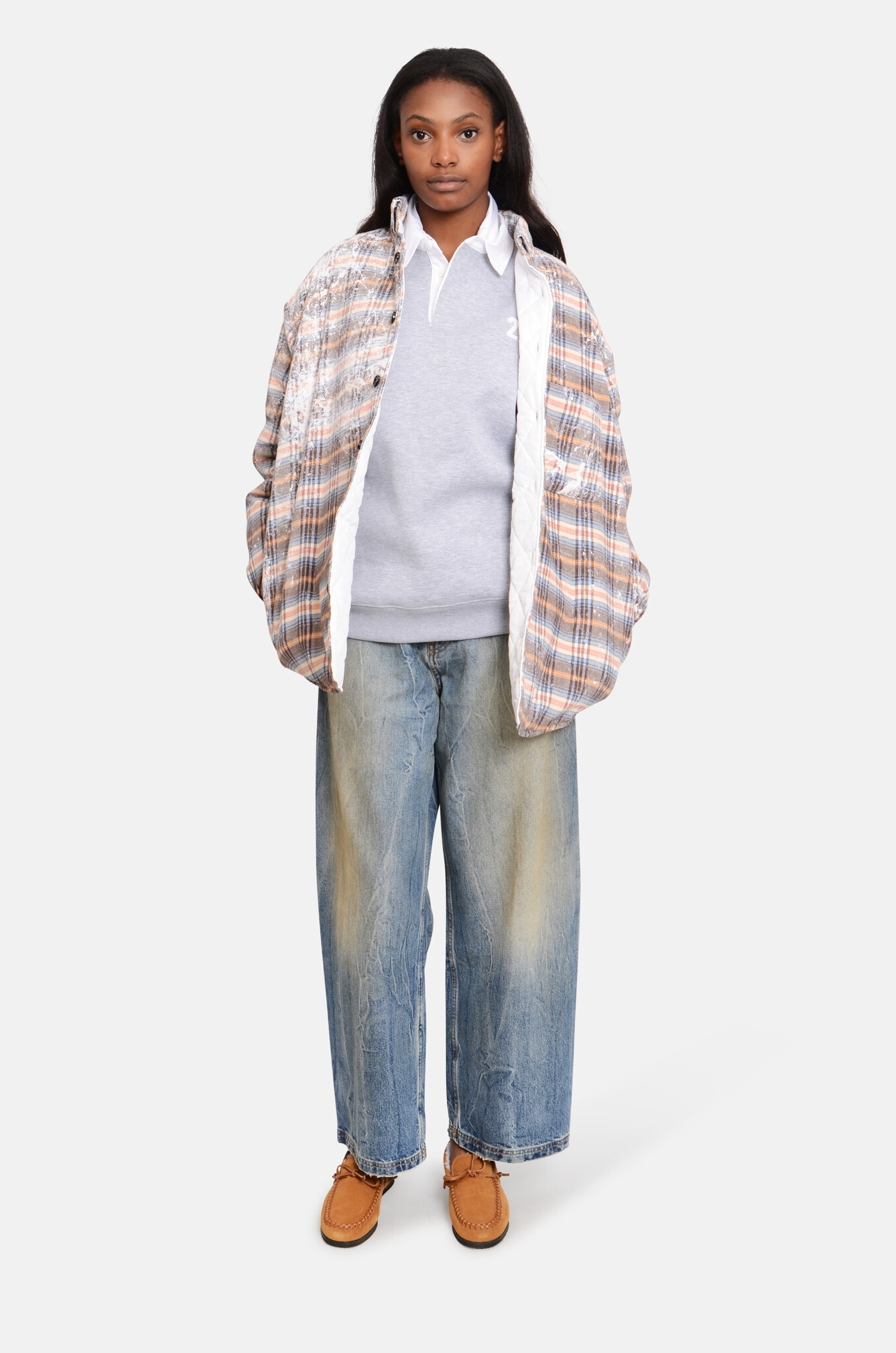 Dirty Check Overshirt in Camel Orange-2