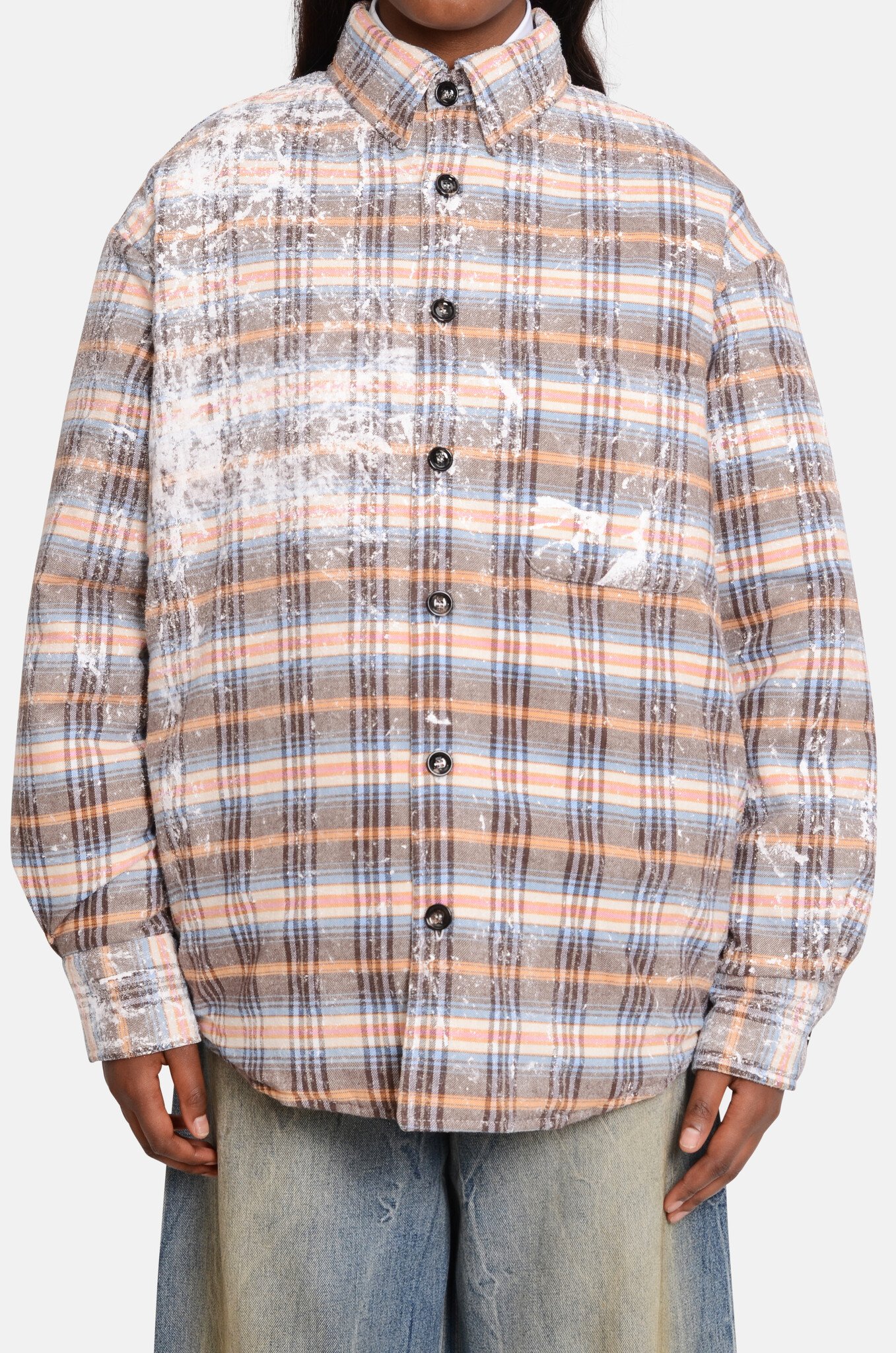 Dirty Check Overshirt in Camel Orange-1