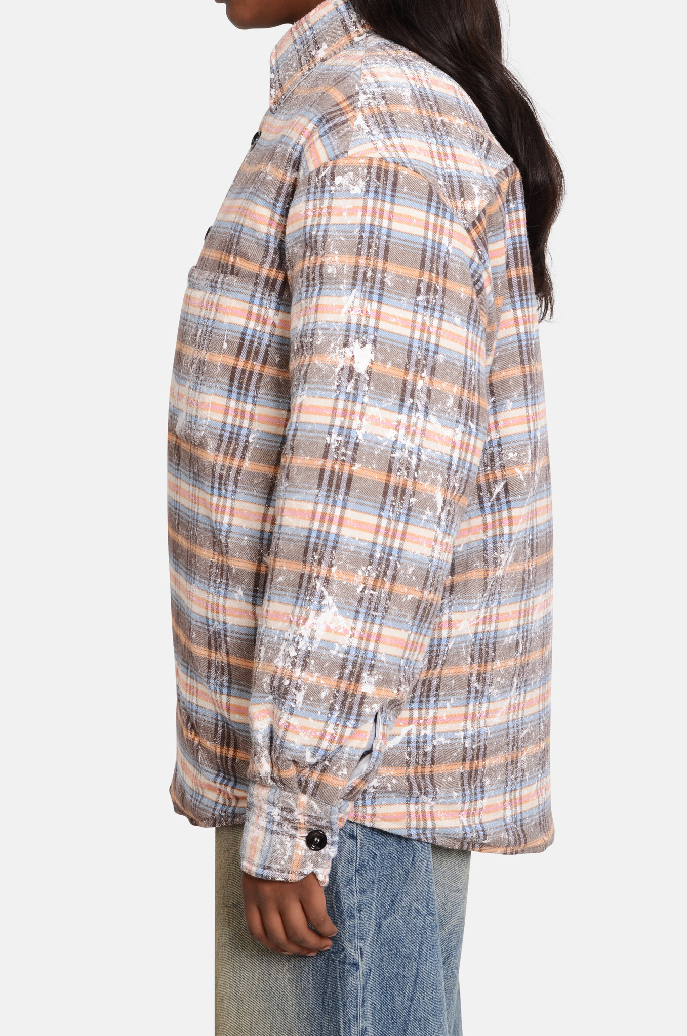 Dirty Check Overshirt in Camel Orange-3