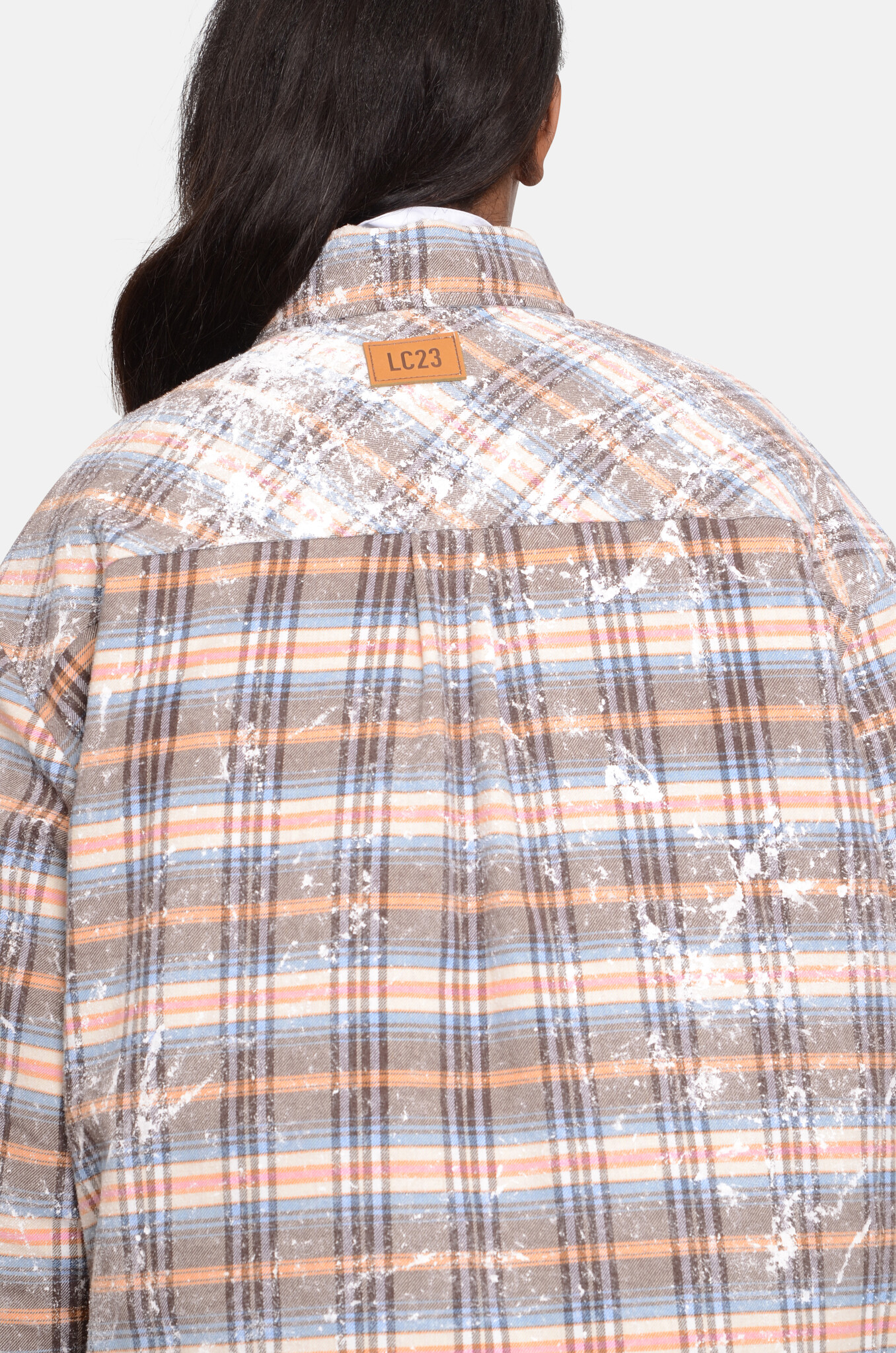 Dirty Check Overshirt in Camel Orange-6