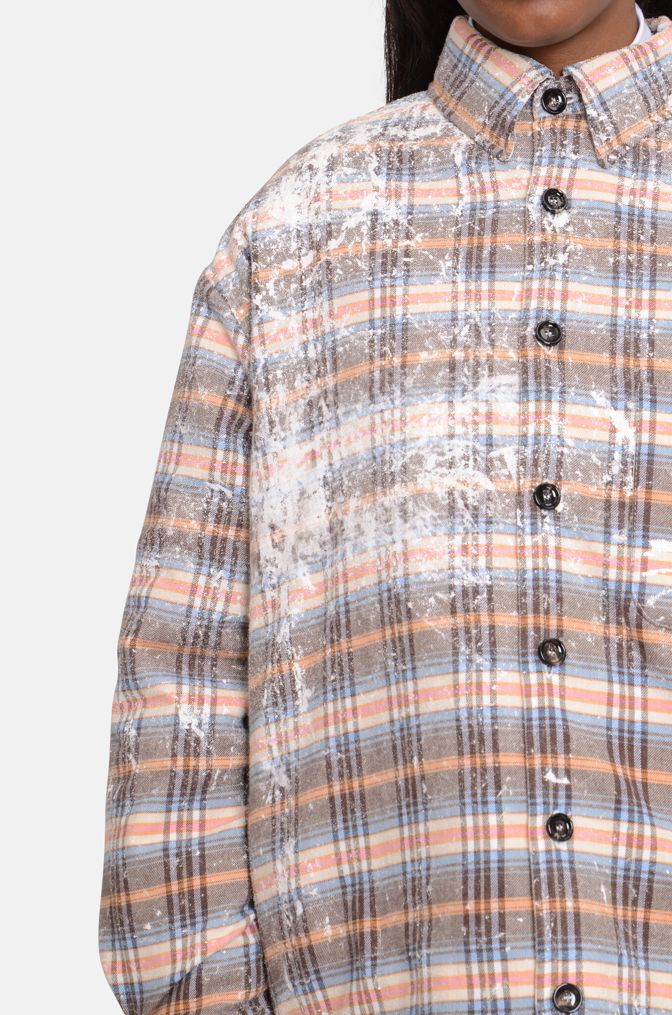 Dirty Check Overshirt in Camel Orange-5
