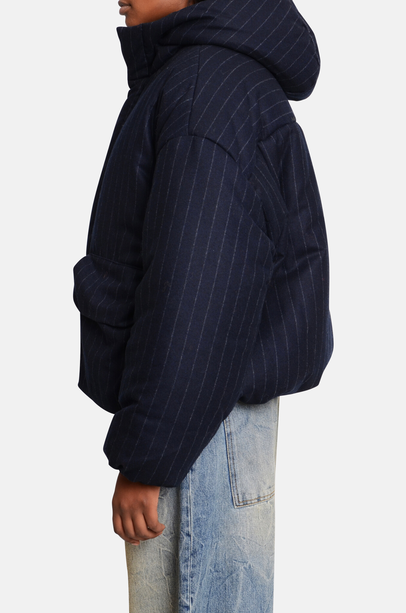 Gessato Flanel Down Jacket Navy-3