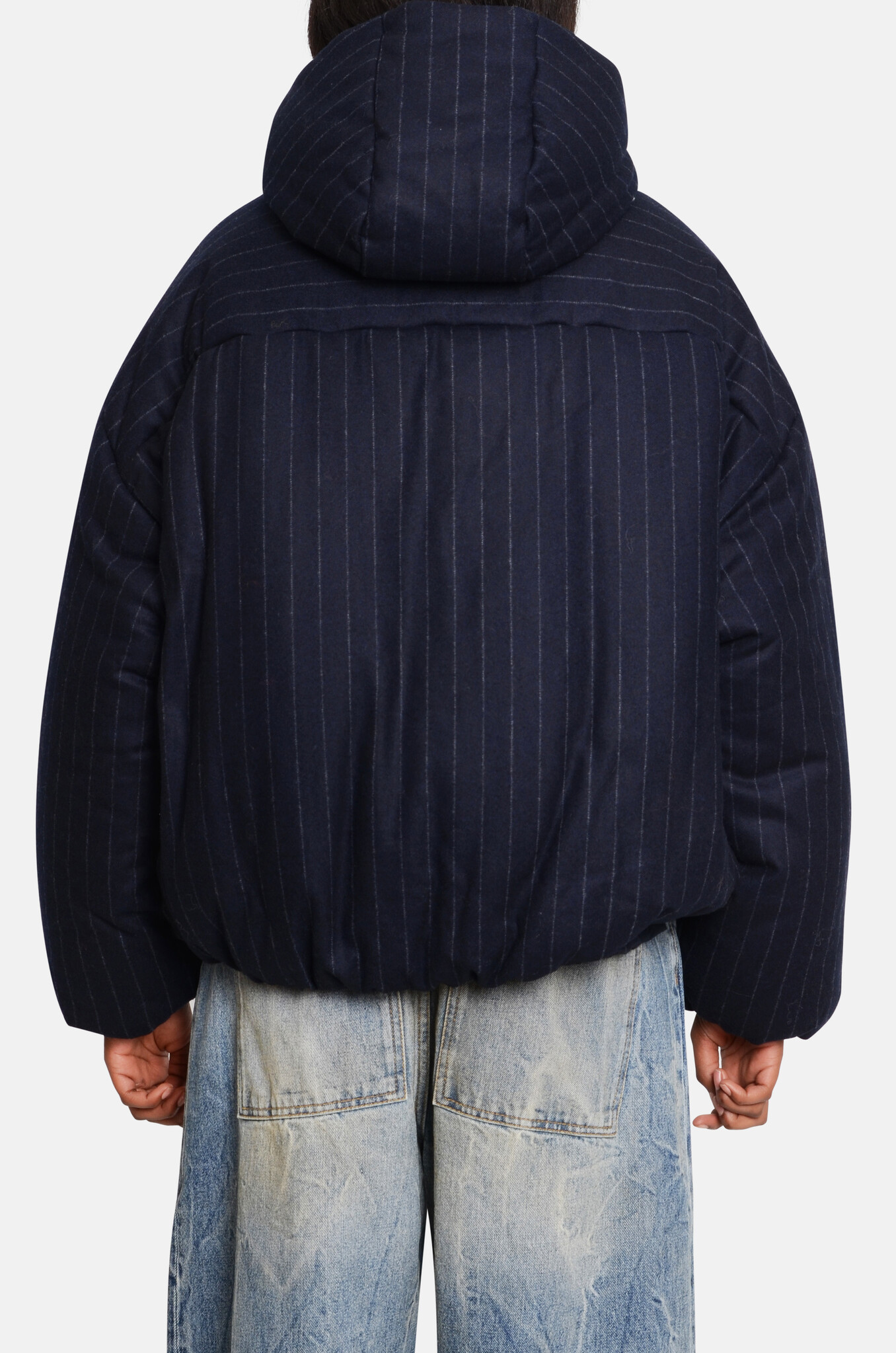 Gessato Flanel Down Jacket Navy-4