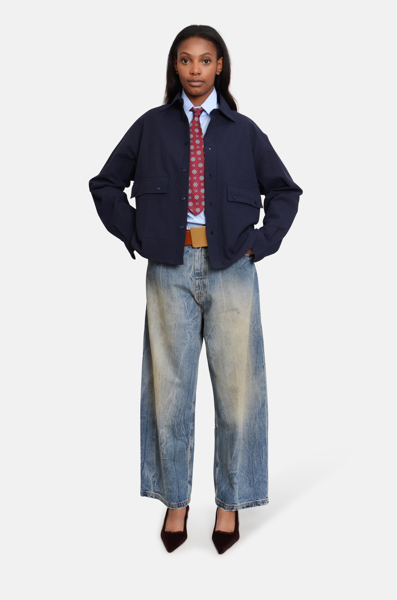 Boxy Ripstop Shirt in Navy-2