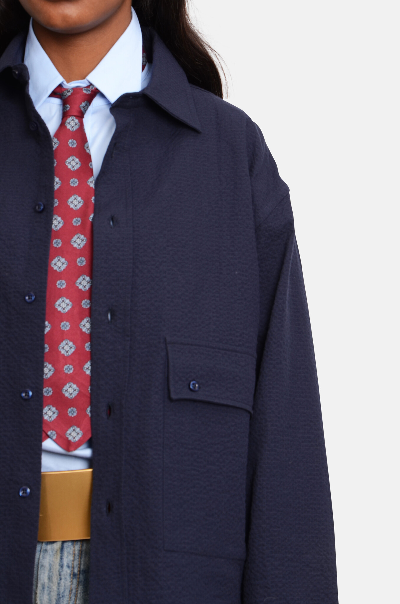 Boxy Ripstop Shirt in Navy-5