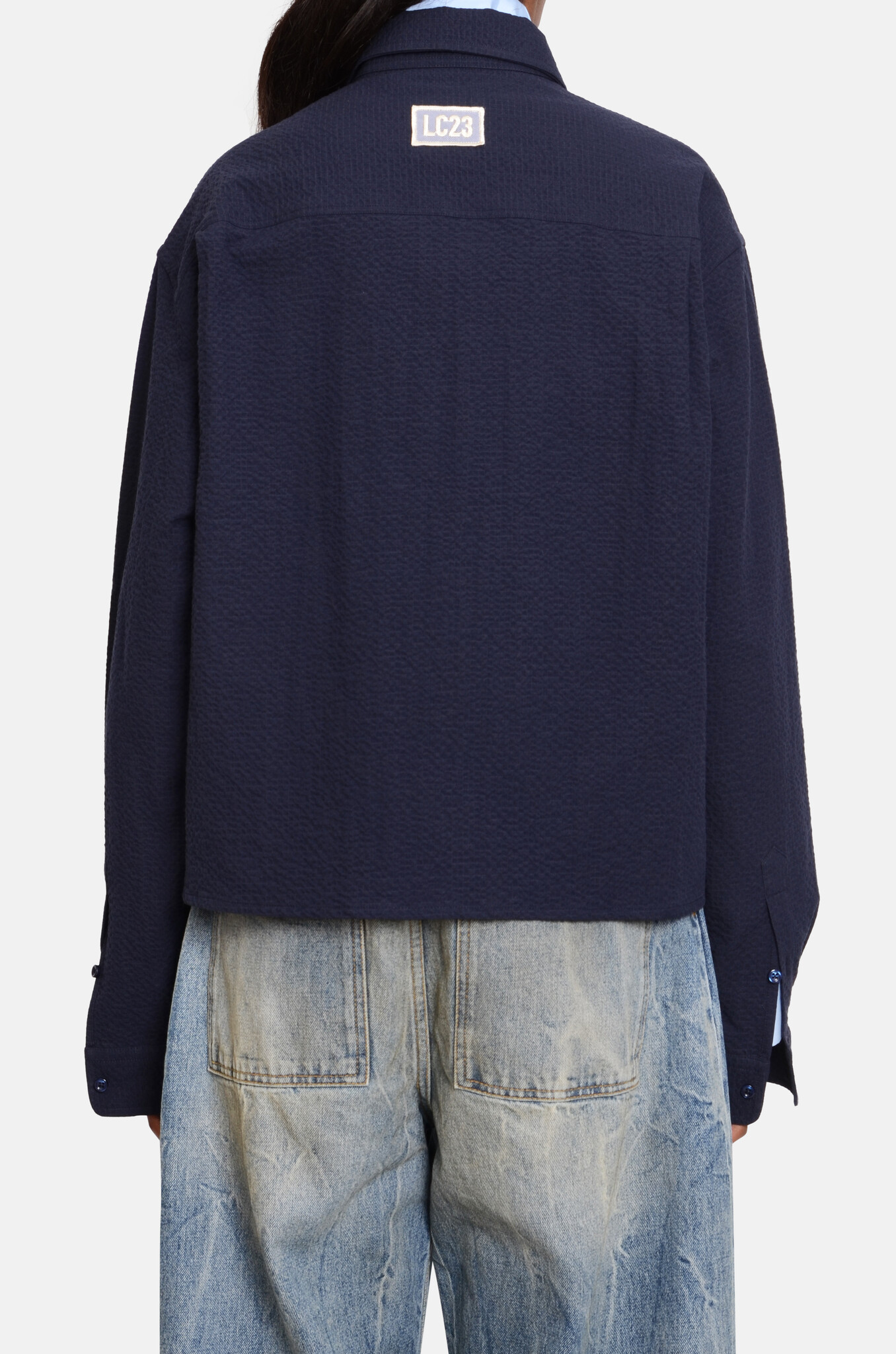 Boxy Ripstop Shirt in Navy-4