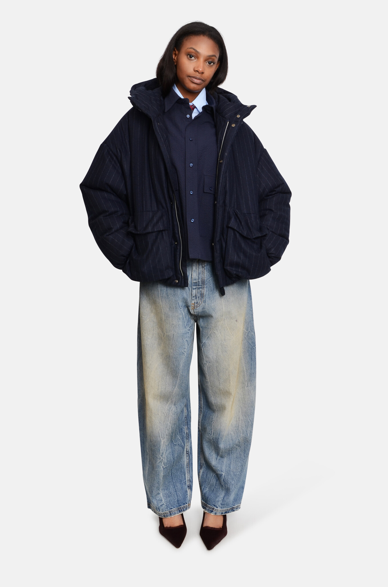 Boxy Ripstop Shirt in Navy-6