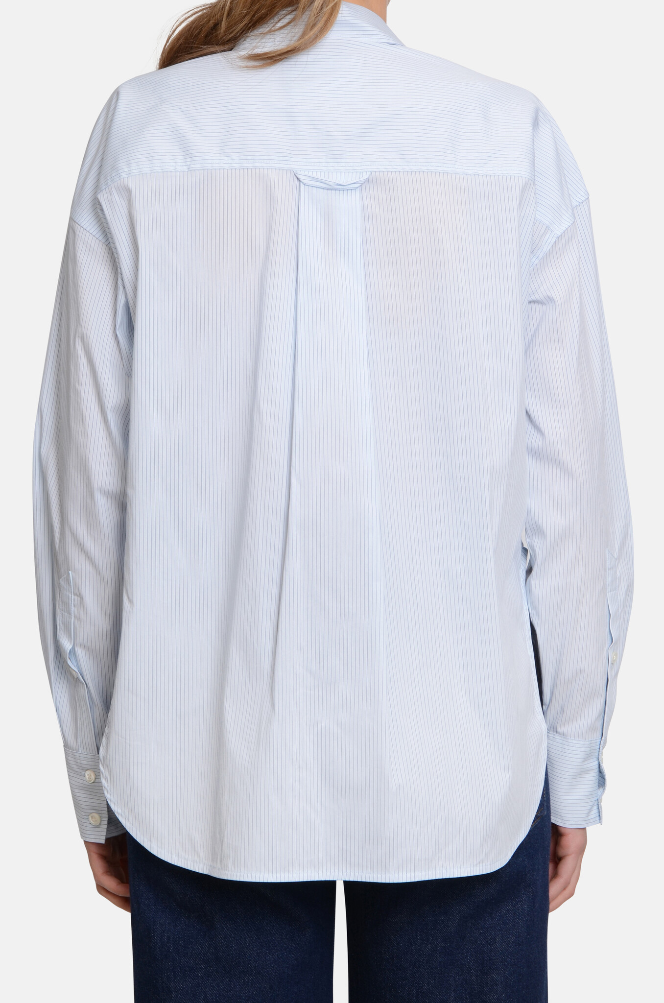 Cropped Front Oversized Shirt Nordic Blue-4