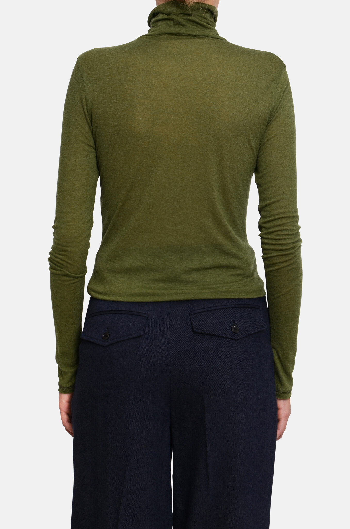 Sabine Thin Turtleneck in Forest-4