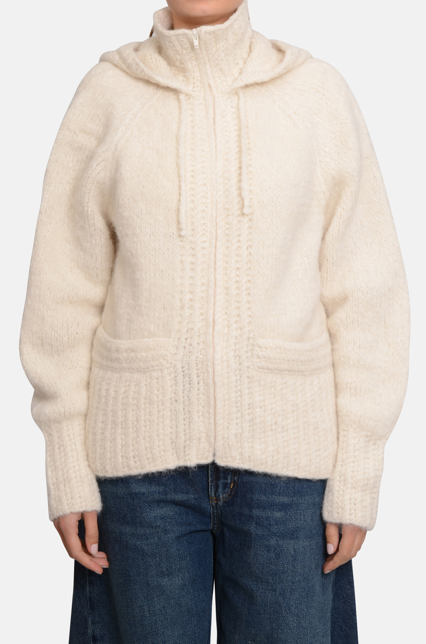 Amber Alpaca Hoodie in Ecru-1