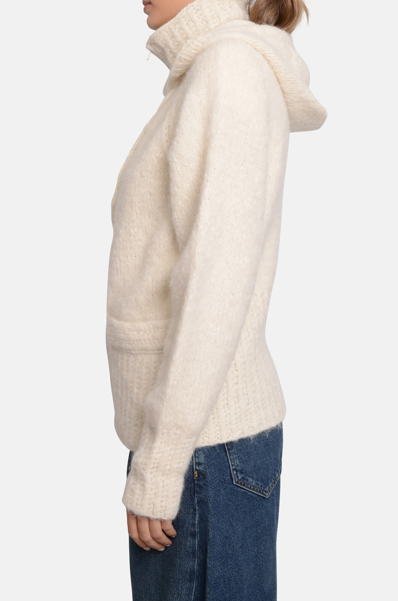 Amber Alpaca Hoodie in Ecru-3