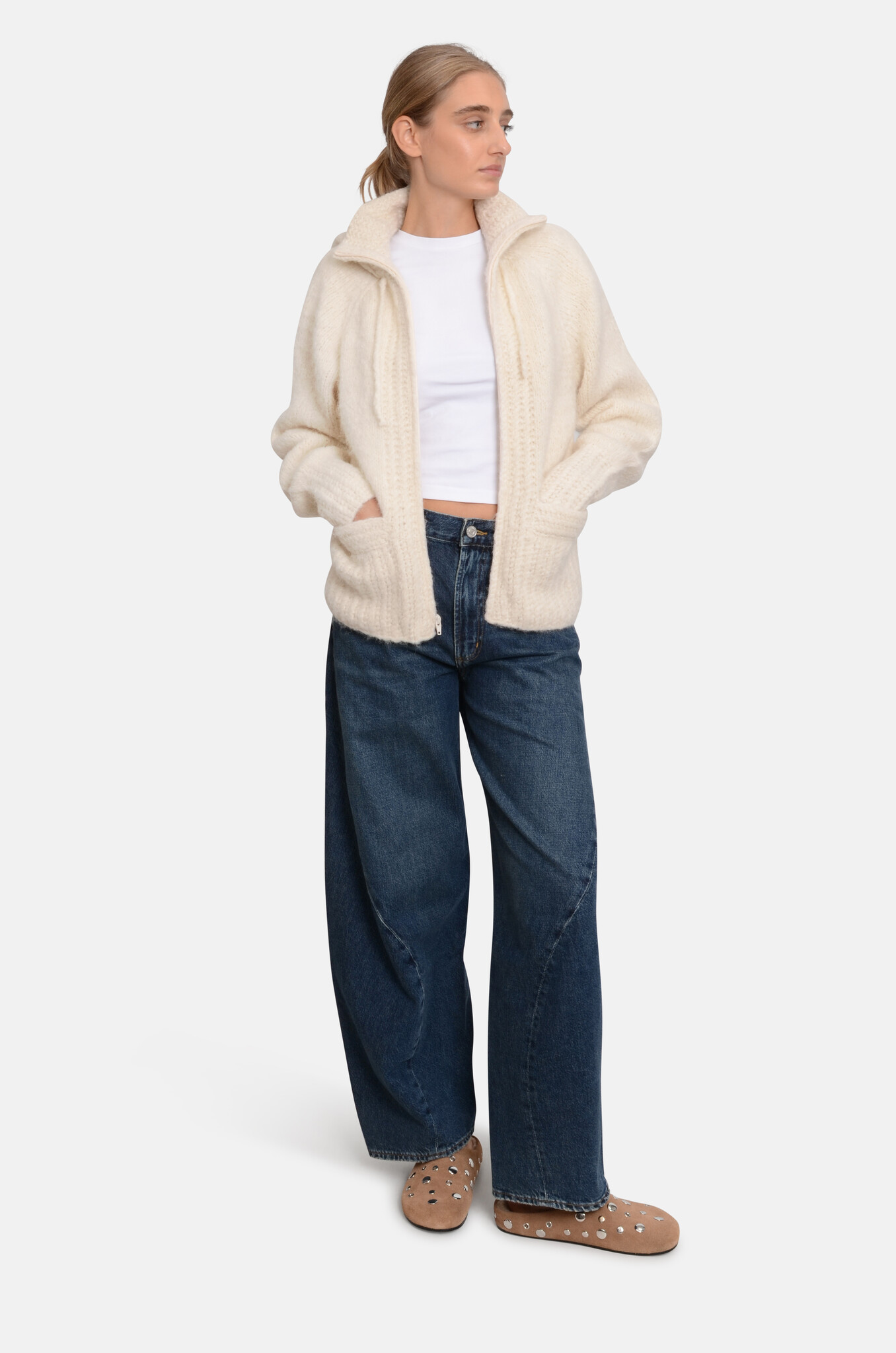 Amber Alpaca Hoodie in Ecru-2