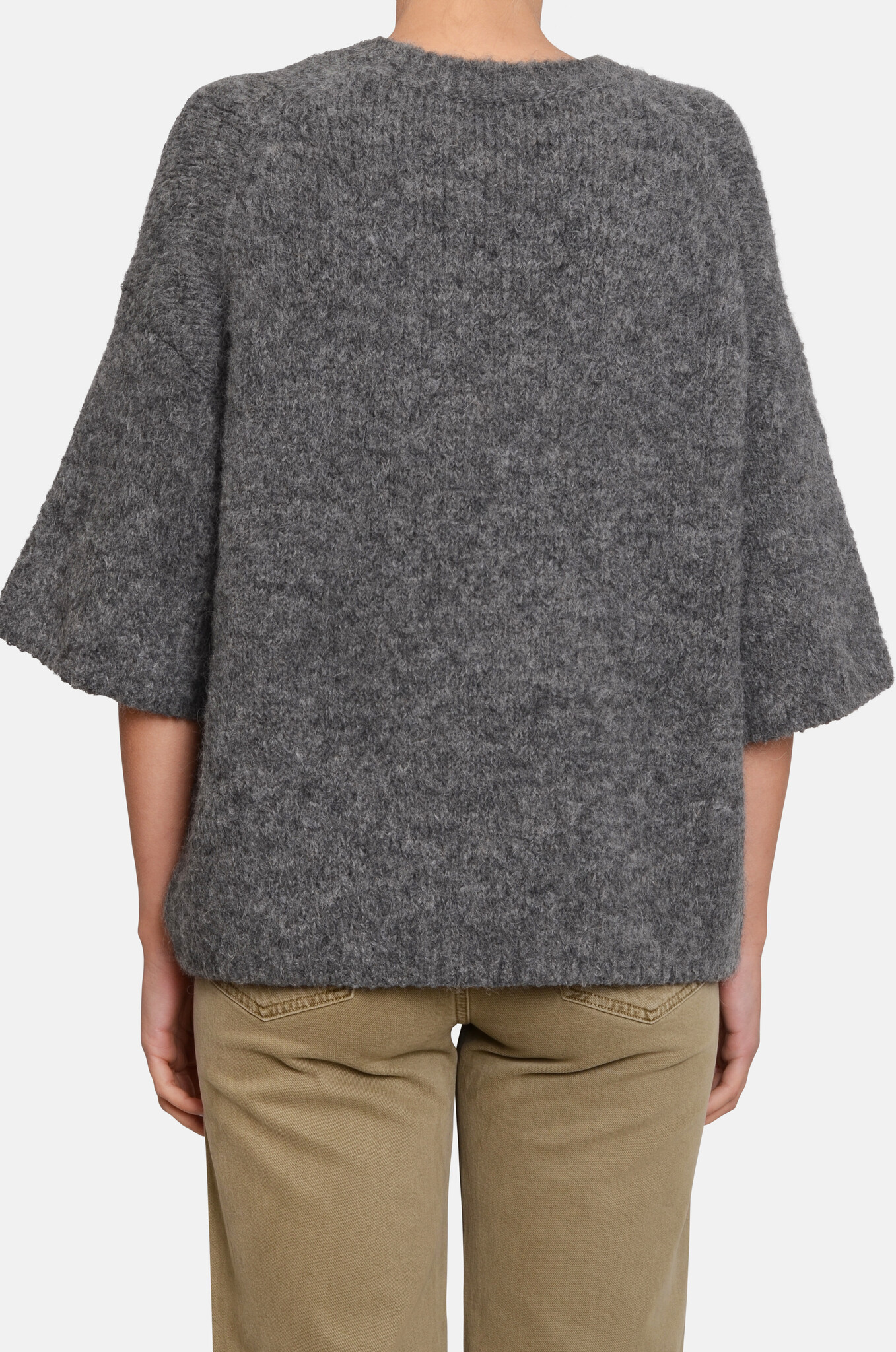 Short-Sleeve Alpaca-mix Knit Grey-4