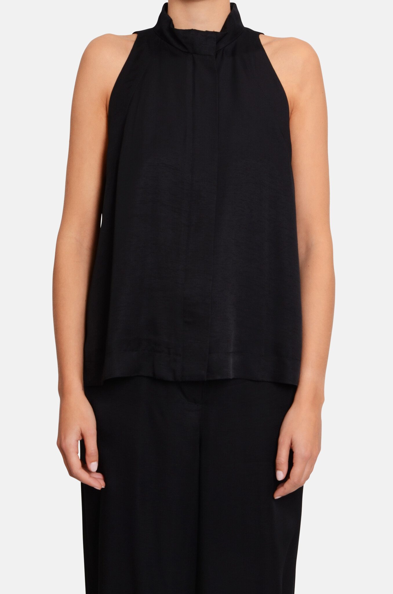 Kaley Grossgrain Halter Top Black-1