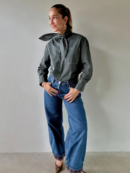 Pepita Shirt in Khaki-2