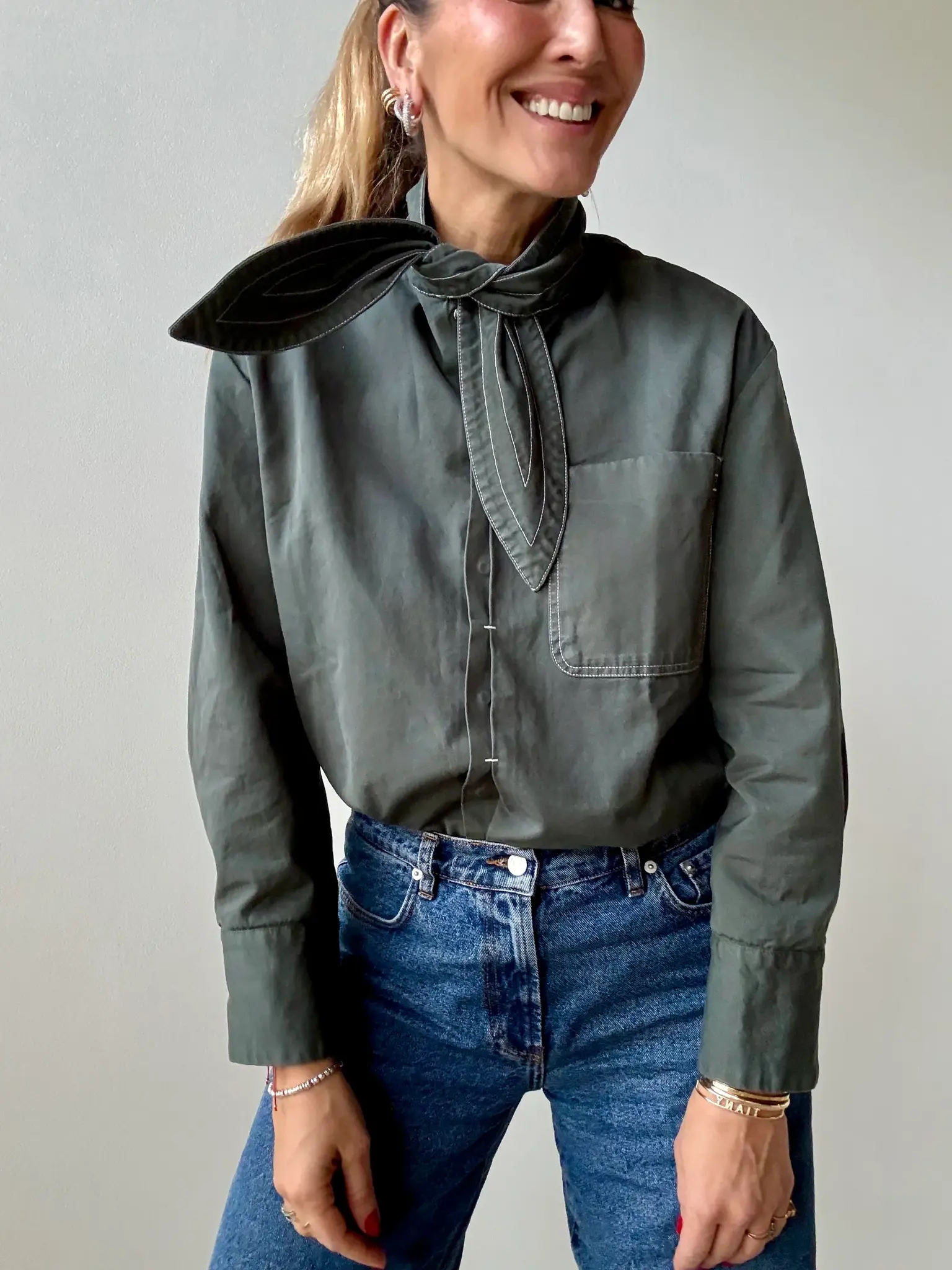 Pepita Shirt in Khaki-3