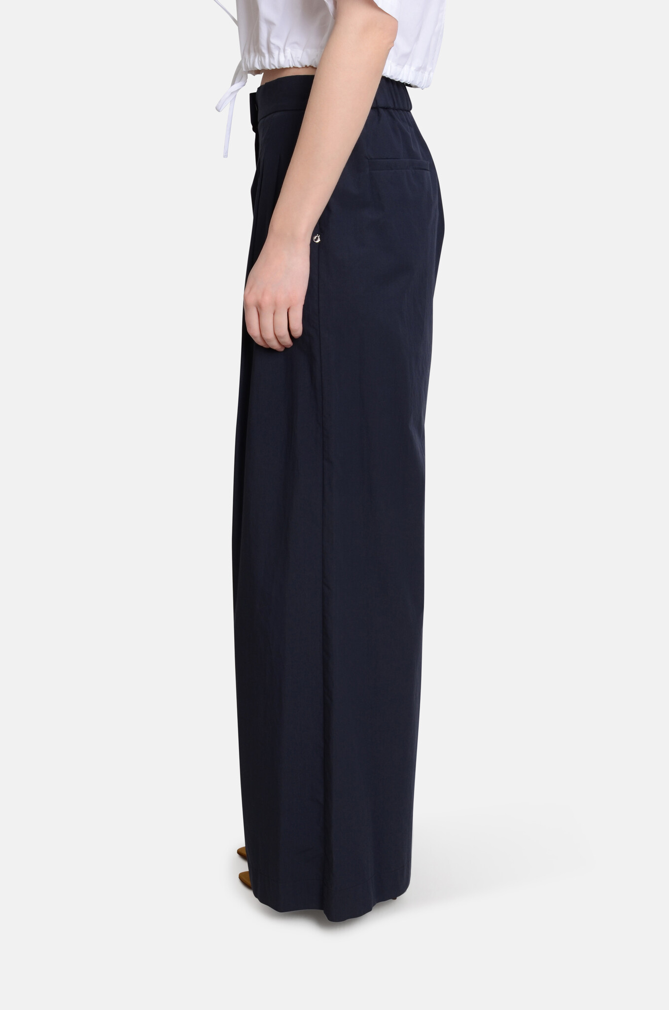 Wide Trousers with Pleats in Night-3