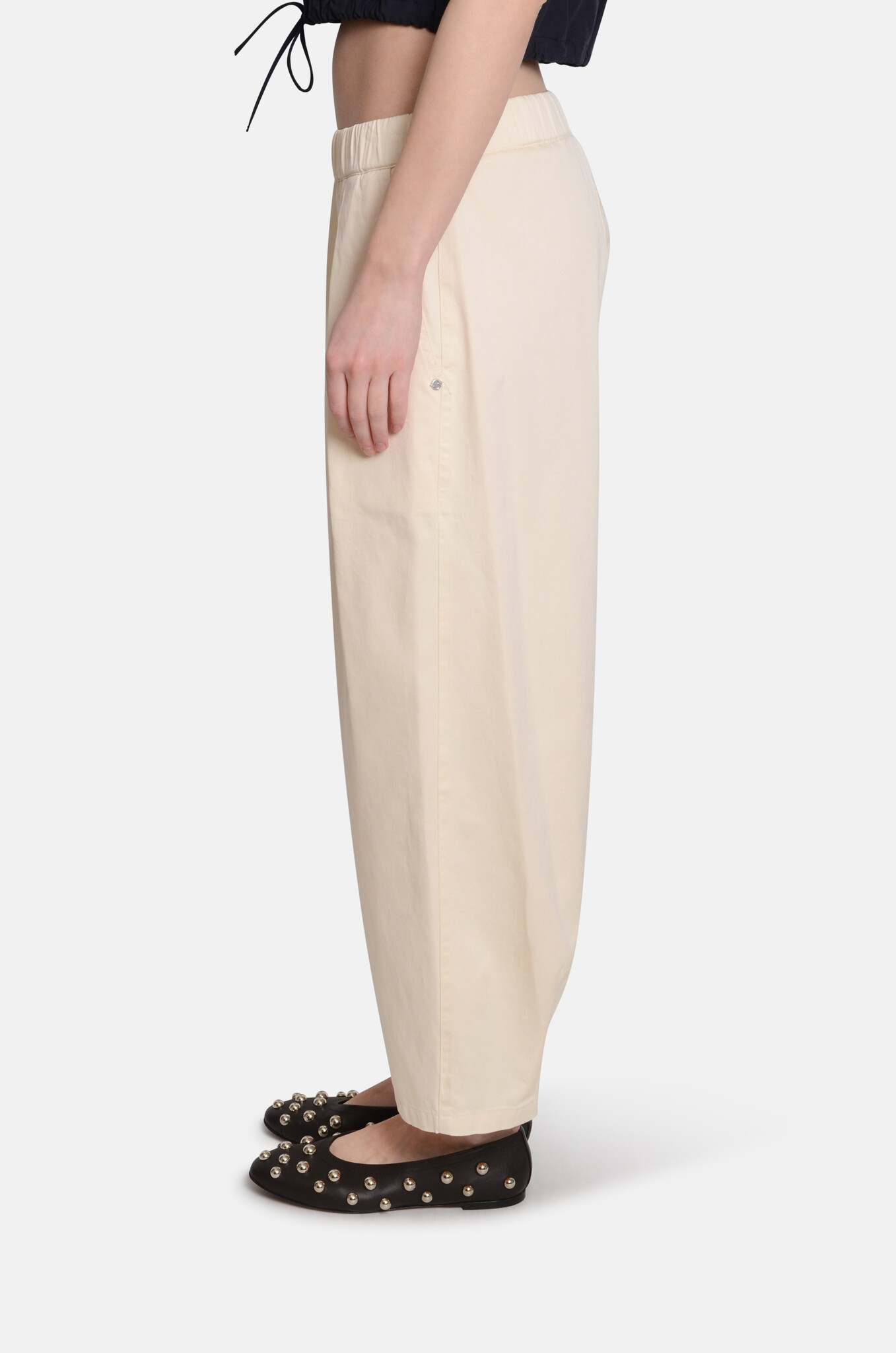 Cotton Balloon Trousers Latte-3