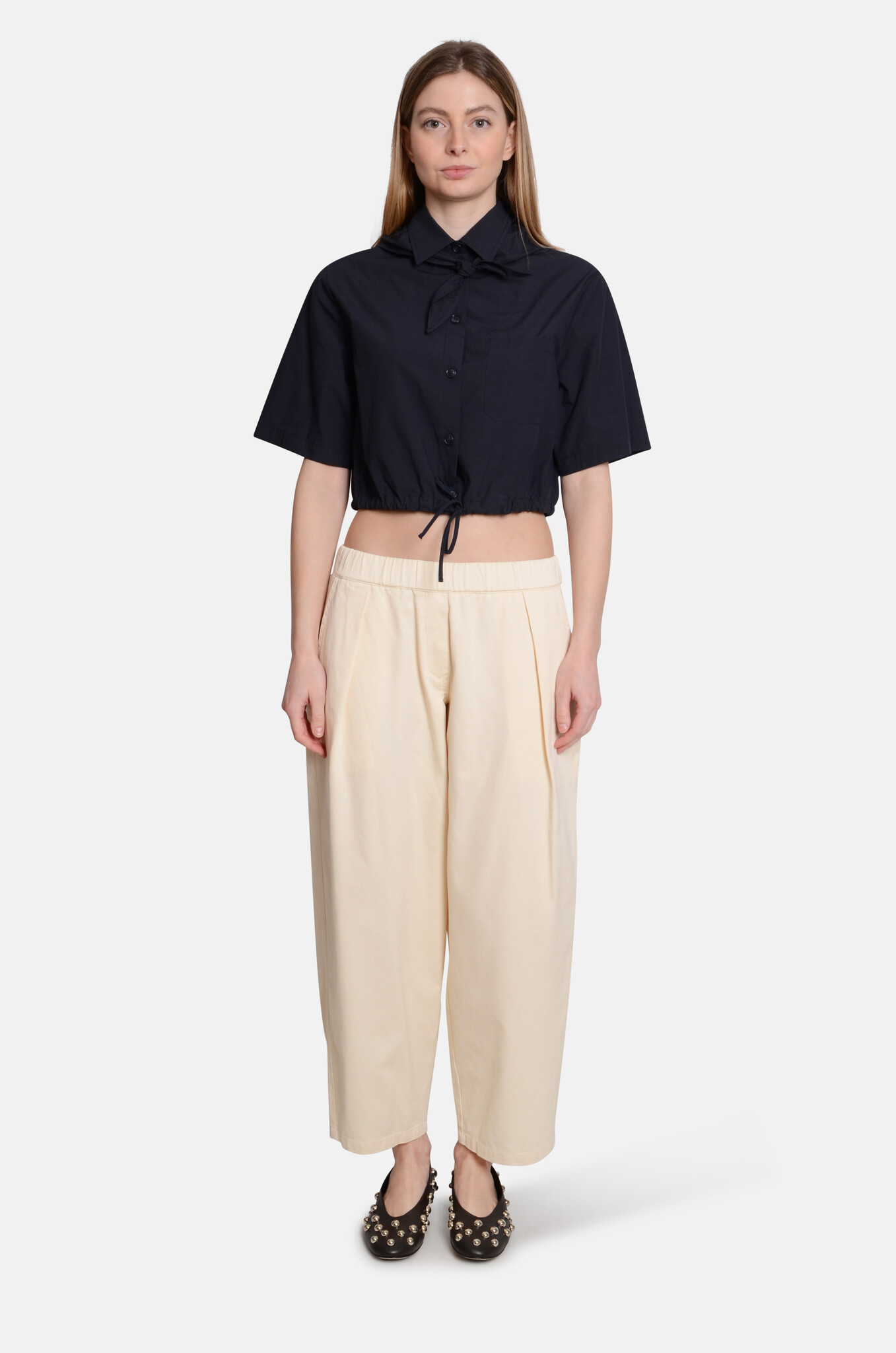 Cotton Balloon Trousers Latte-6