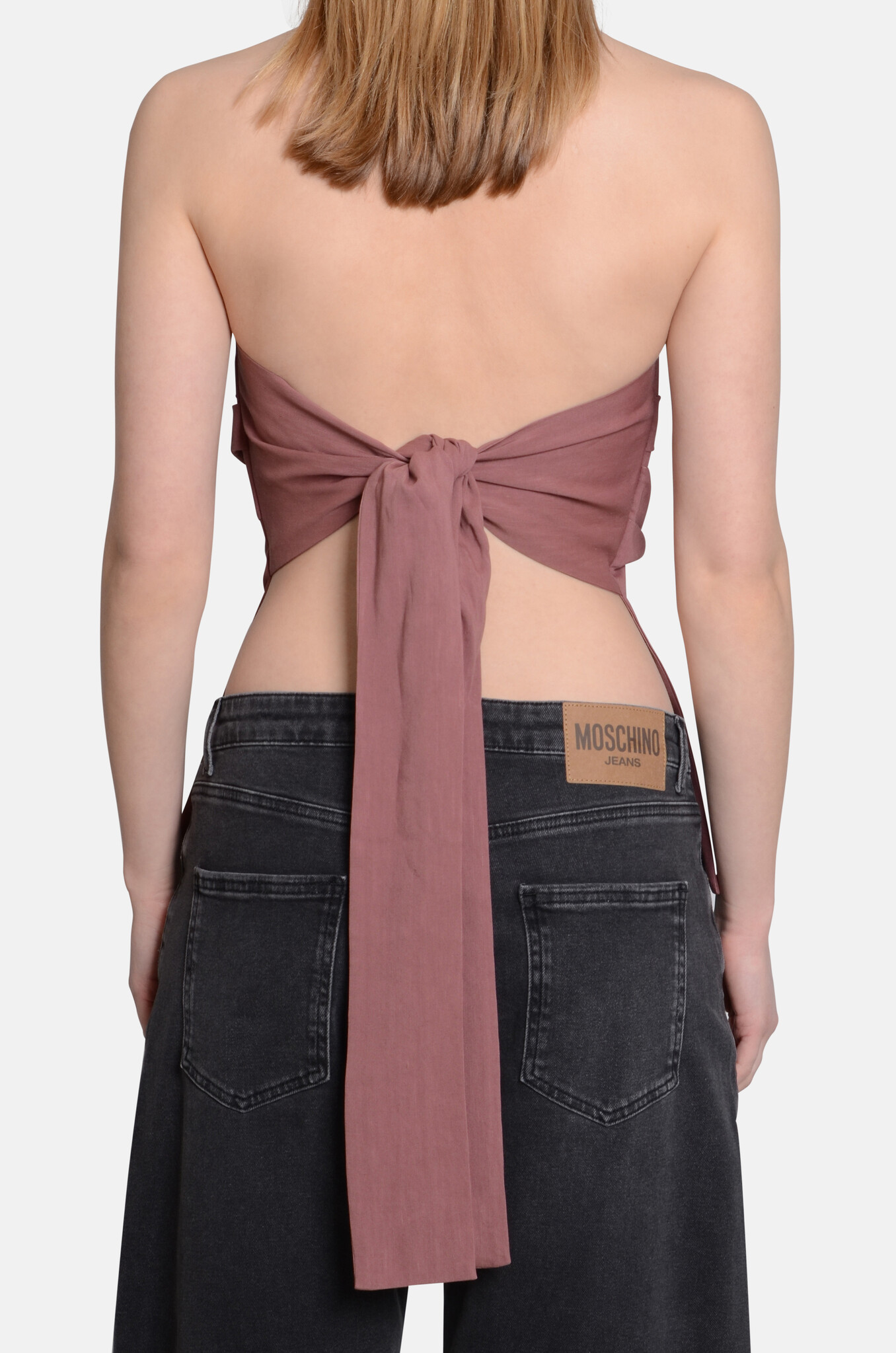 Linen Blend Bandeau Top in Blush-4