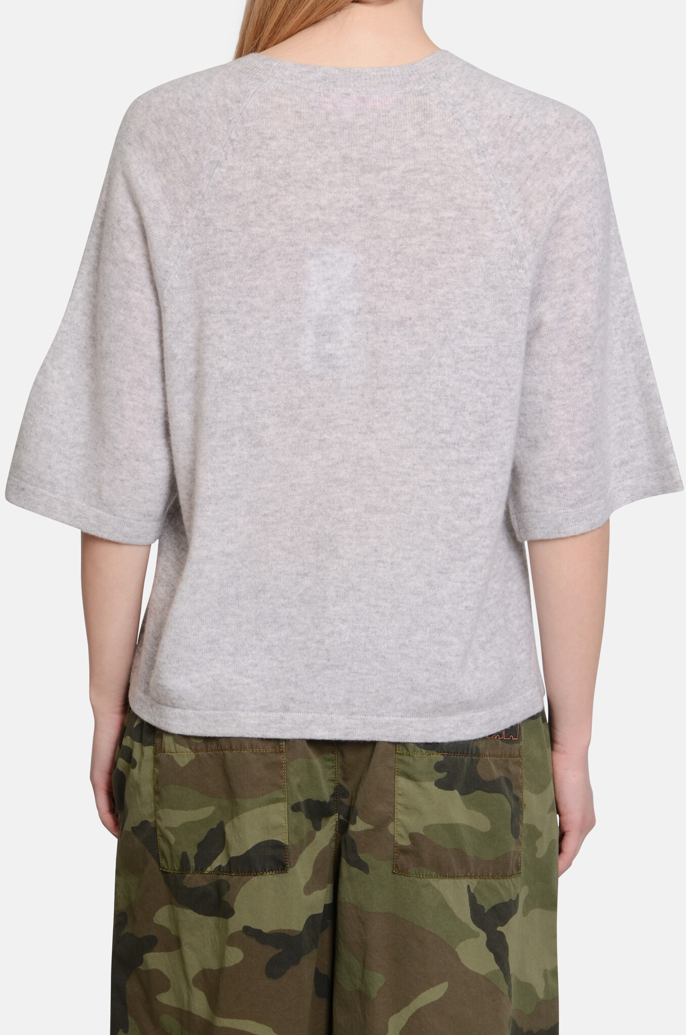 Leana Cashmere Knit in Light Heather Grey-4