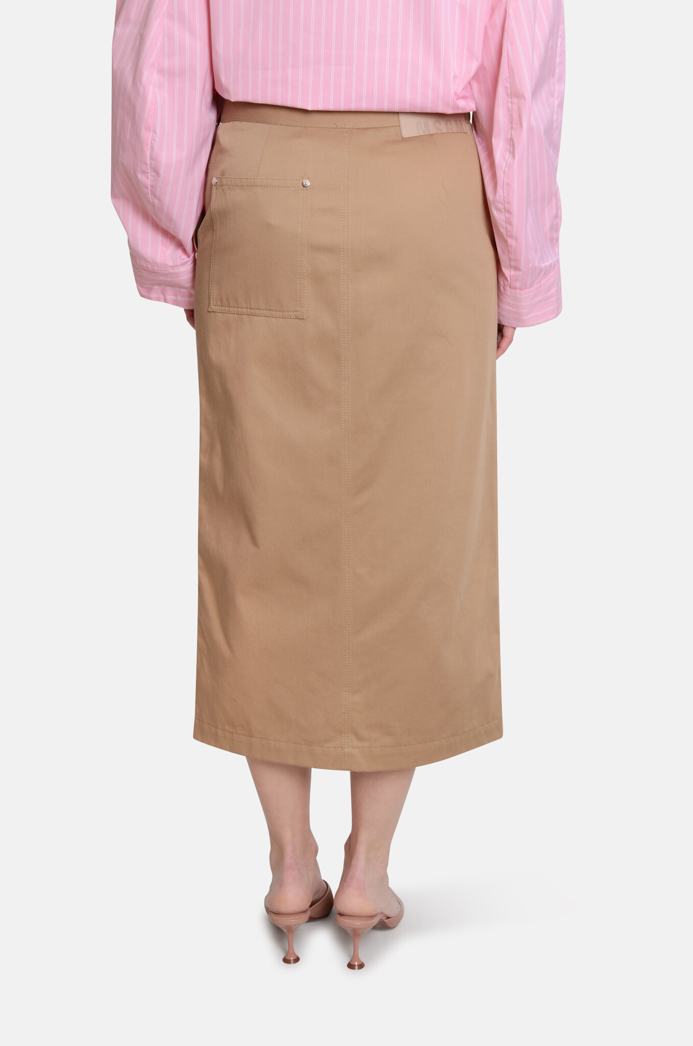 Beige Midi Pencil Skirt-4