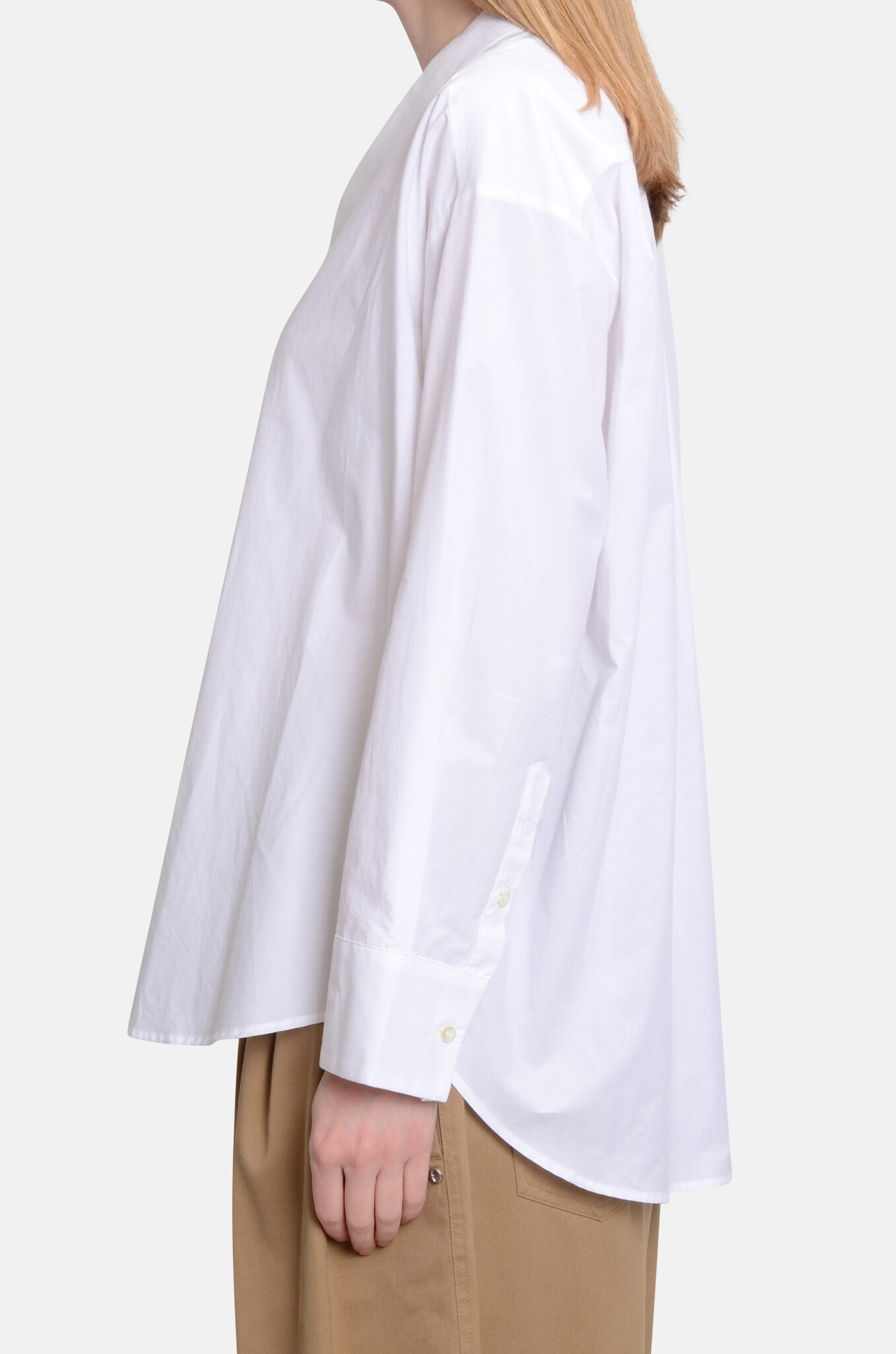 Poplin Shirt with Wide Collar Bianco-3