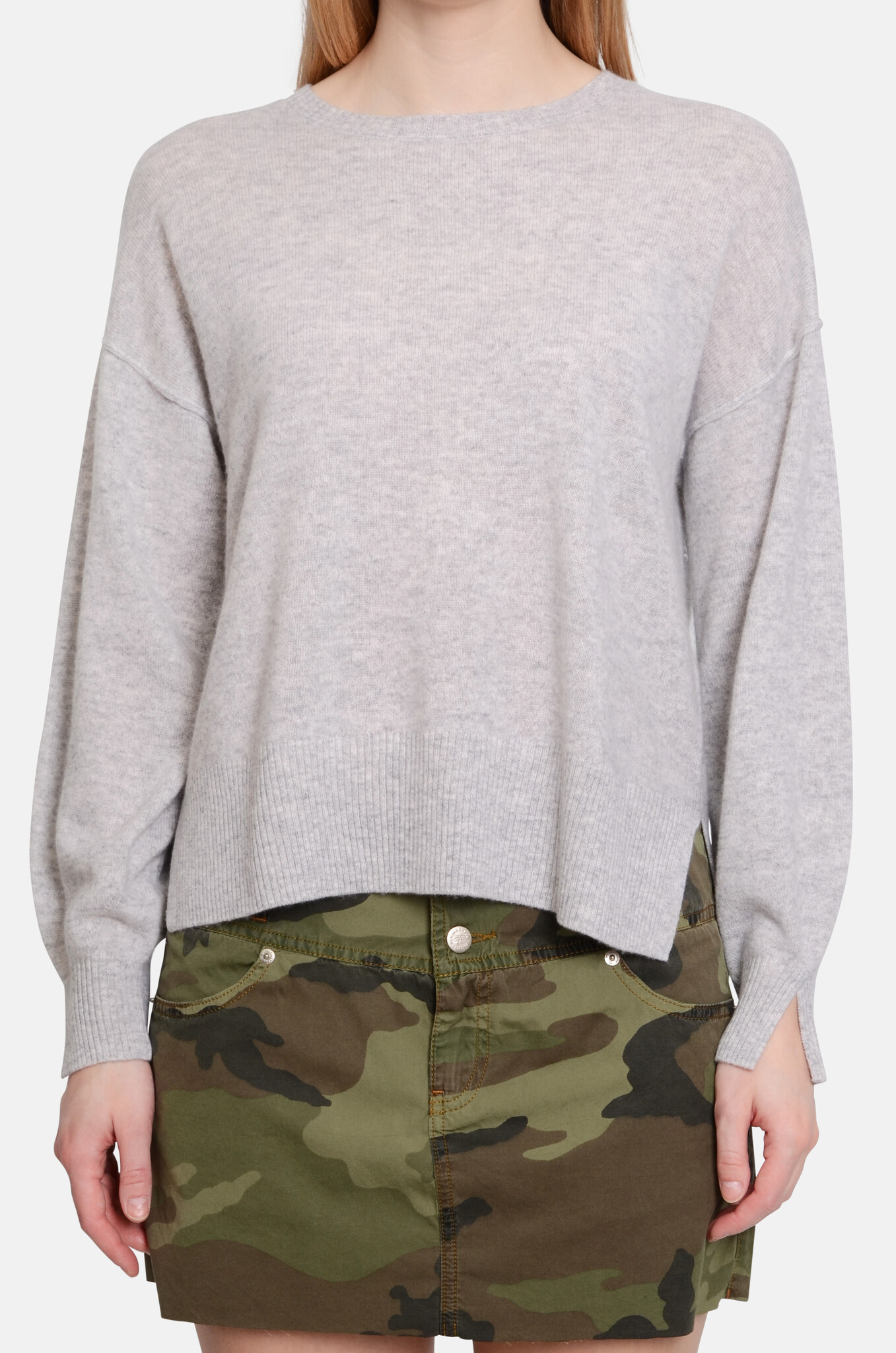 Caterina Cashmere Knit in Light Heather Grey-1