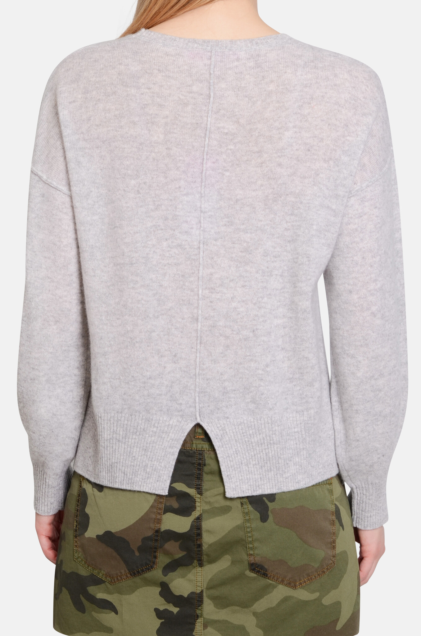 Caterina Cashmere Knit in Light Heather Grey-4