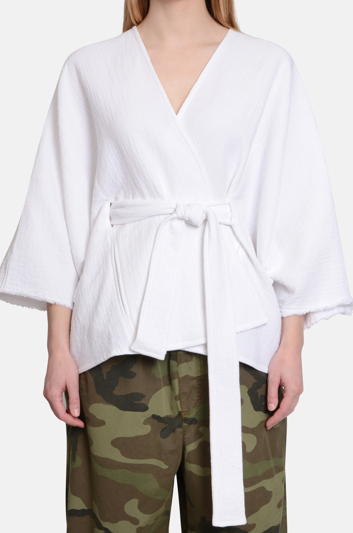 Ruana Cover Up Woven Cotton White-1