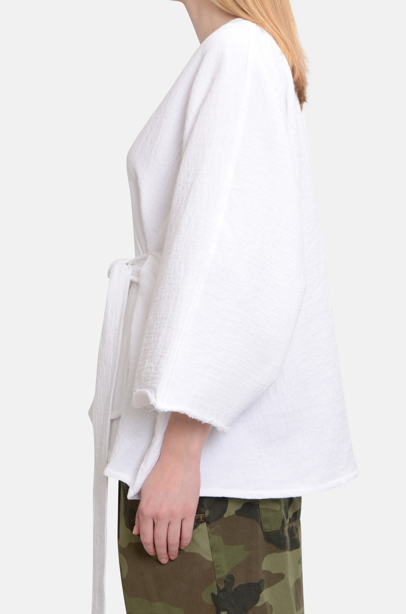 Ruana Cover Up Woven Cotton White-3