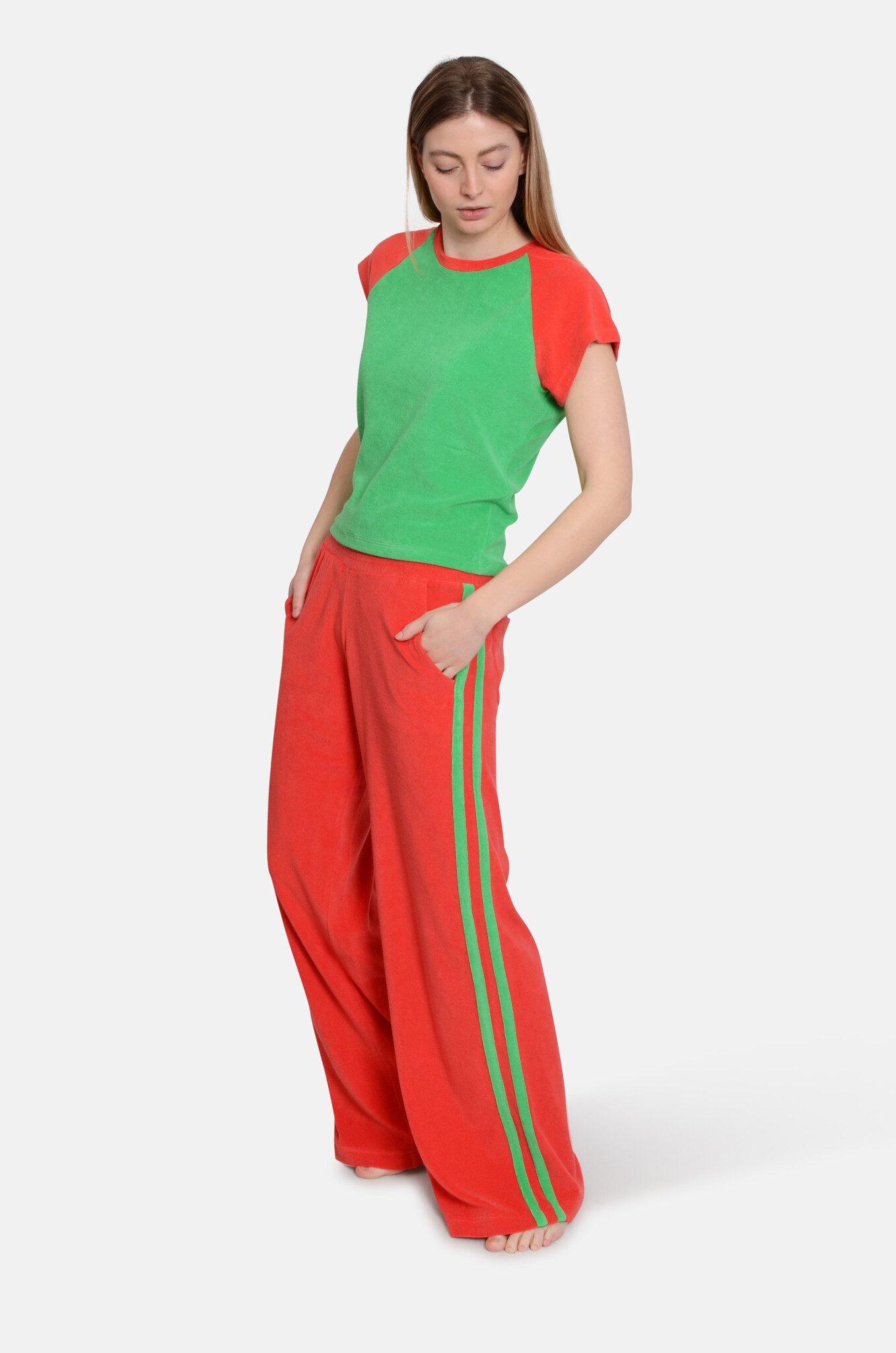 Jolie Pants Terry Red & Green-2