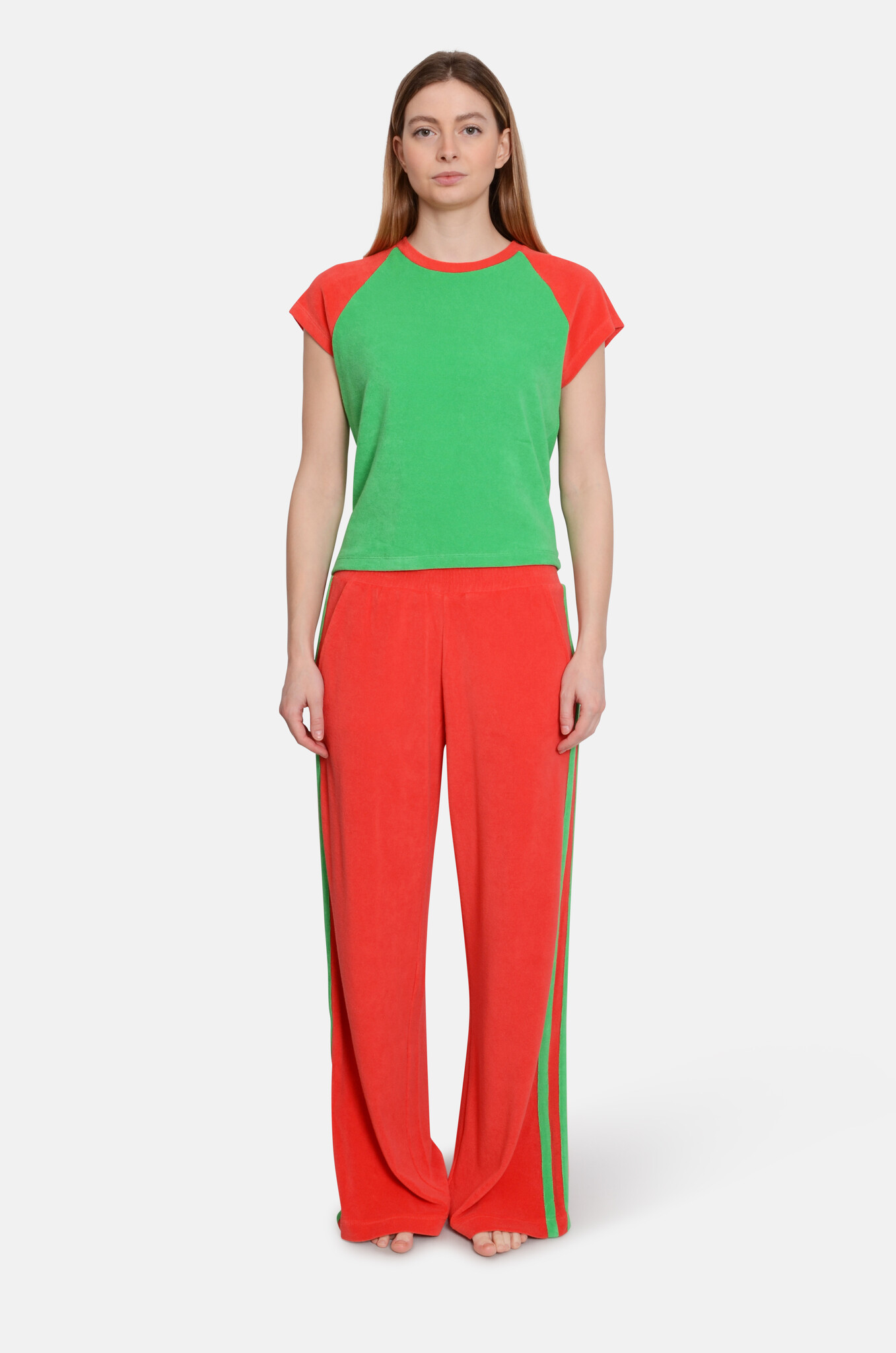 Tyra Top Terry Green & Red-5