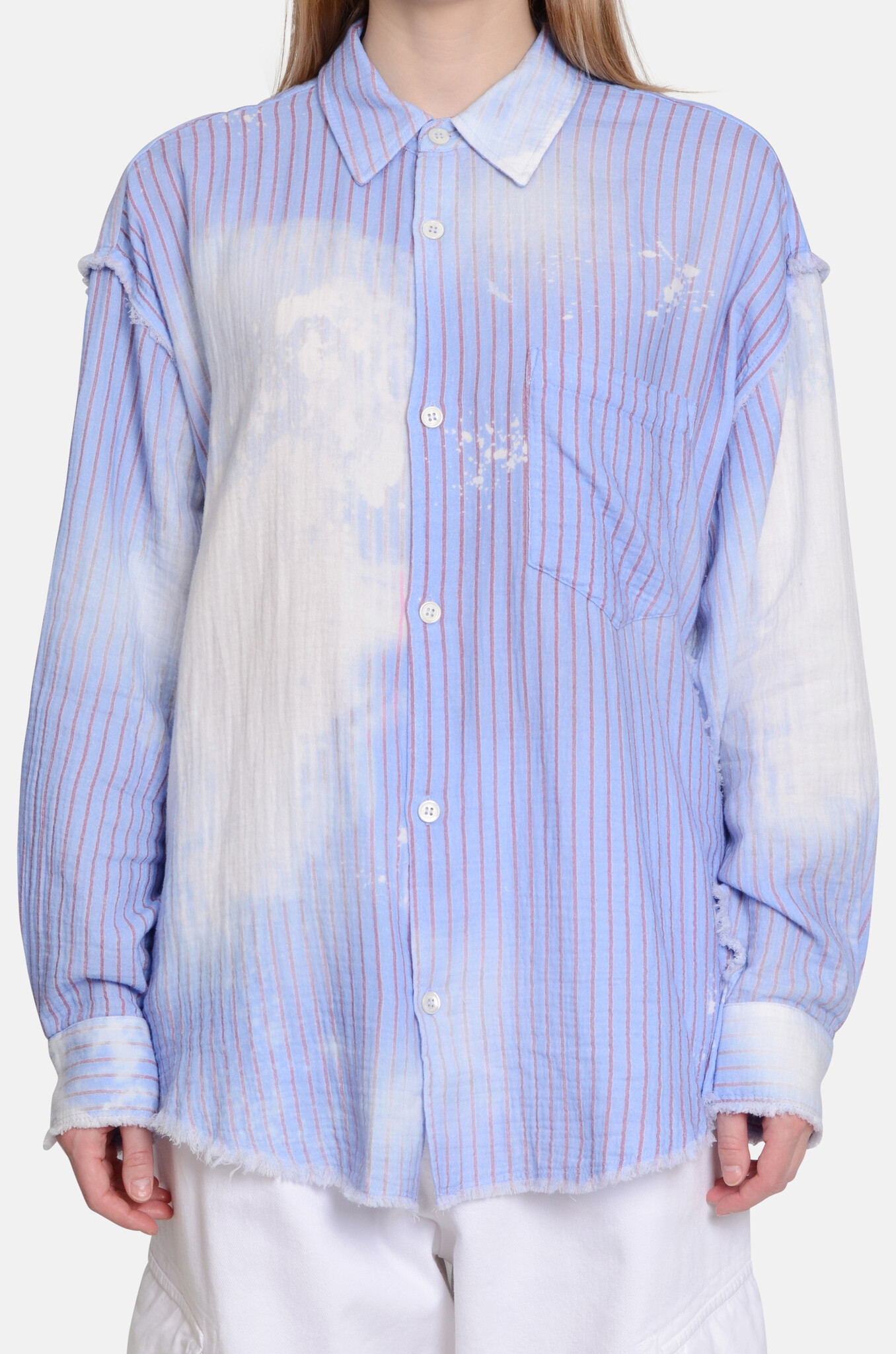 Harvey Shirt Striped Destressed Blue-1