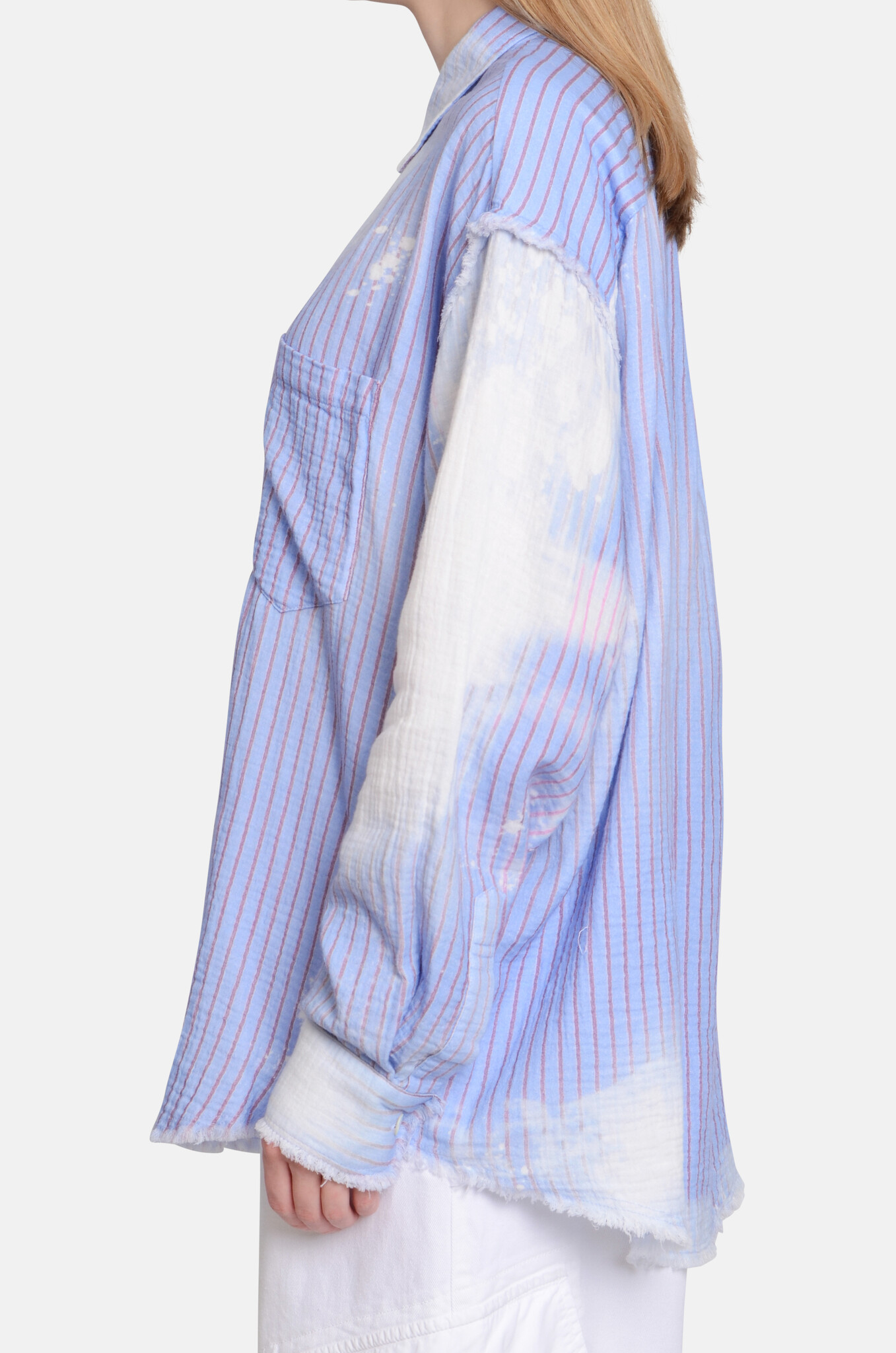 Harvey Shirt Striped Destressed Blue-3