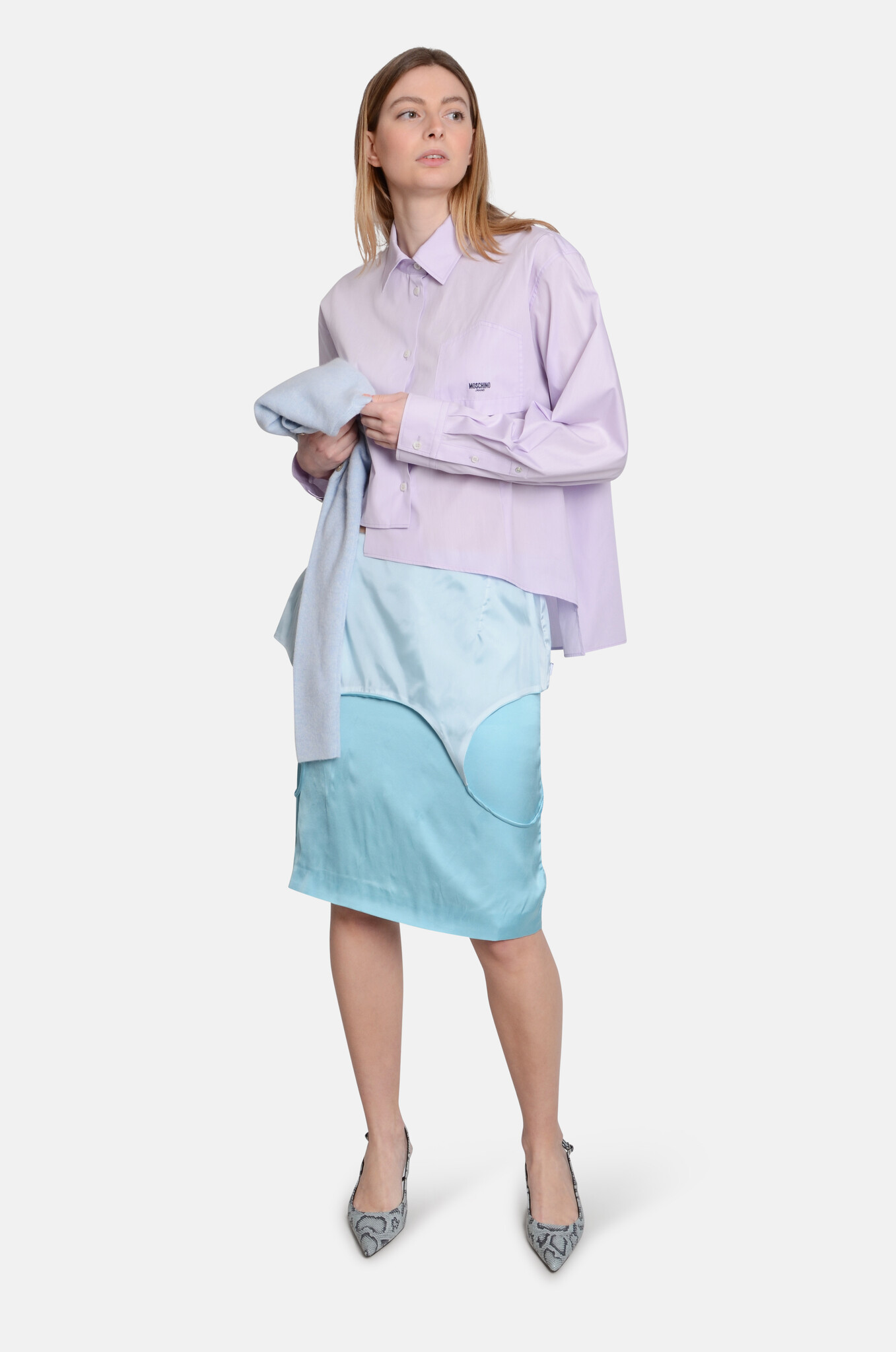 Assymetric shirt in Multi Violet-2