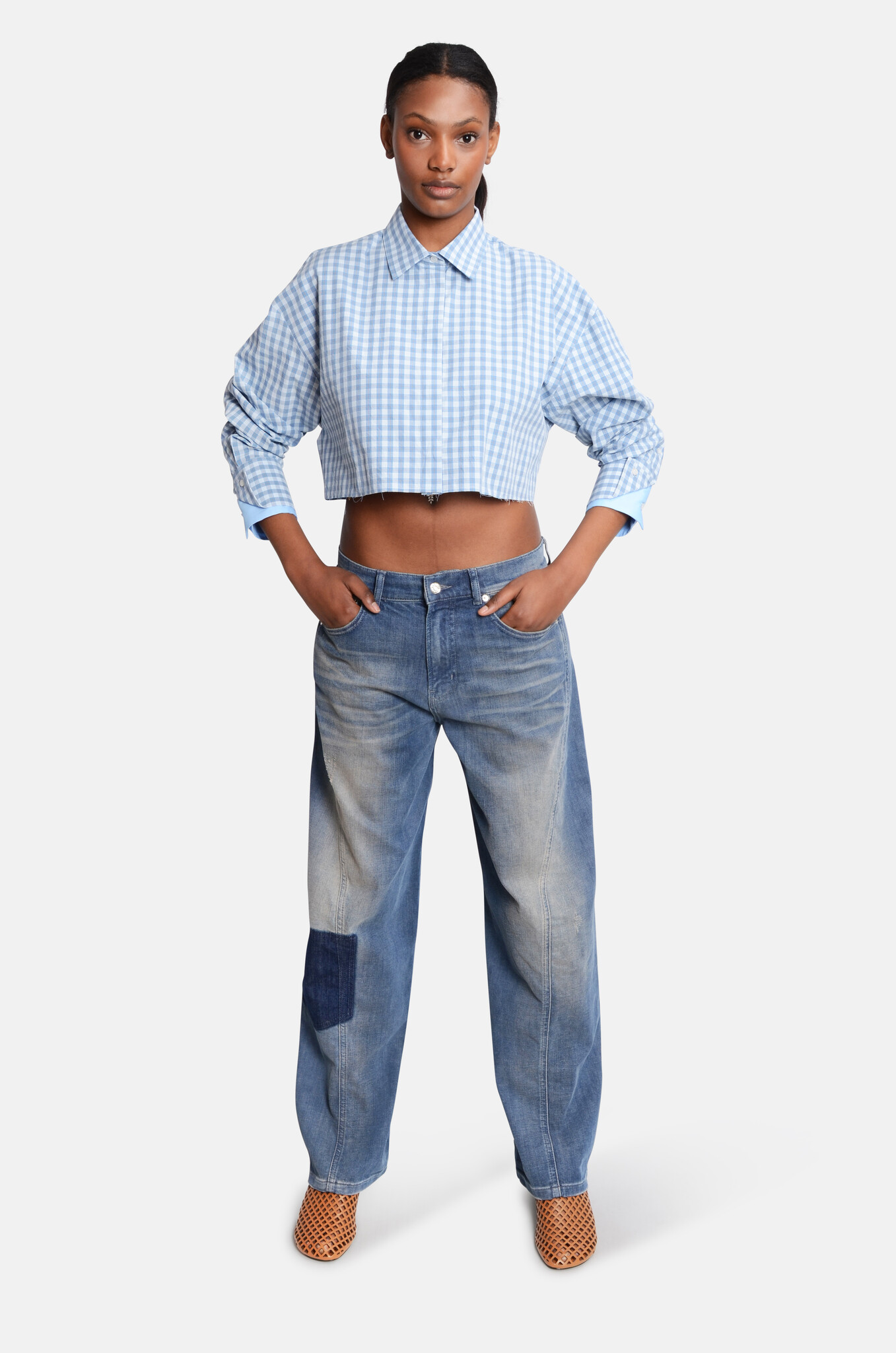 Cropped Tie-Fastening Shirt-2