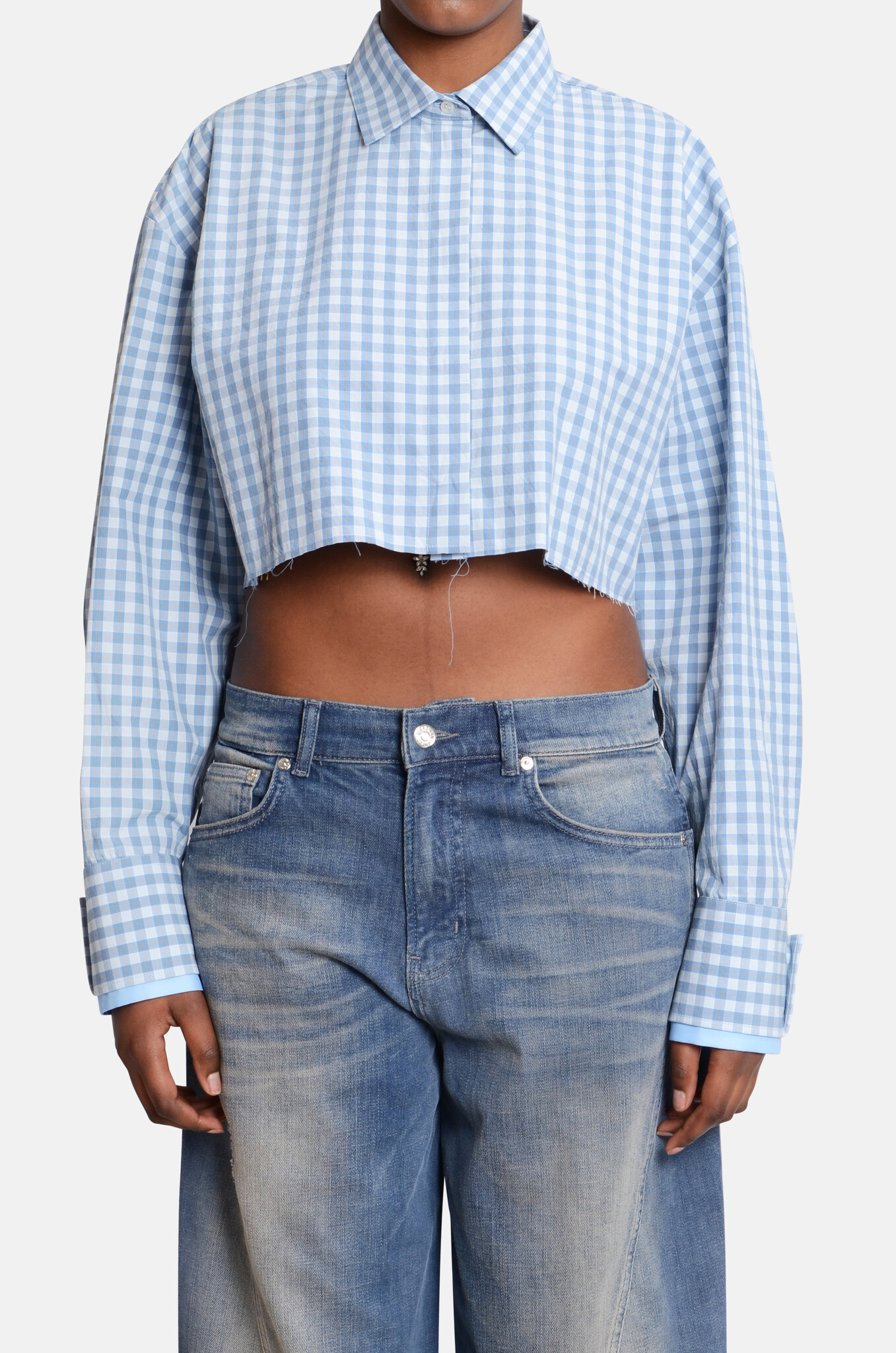 Cropped Tie-Fastening Shirt-1